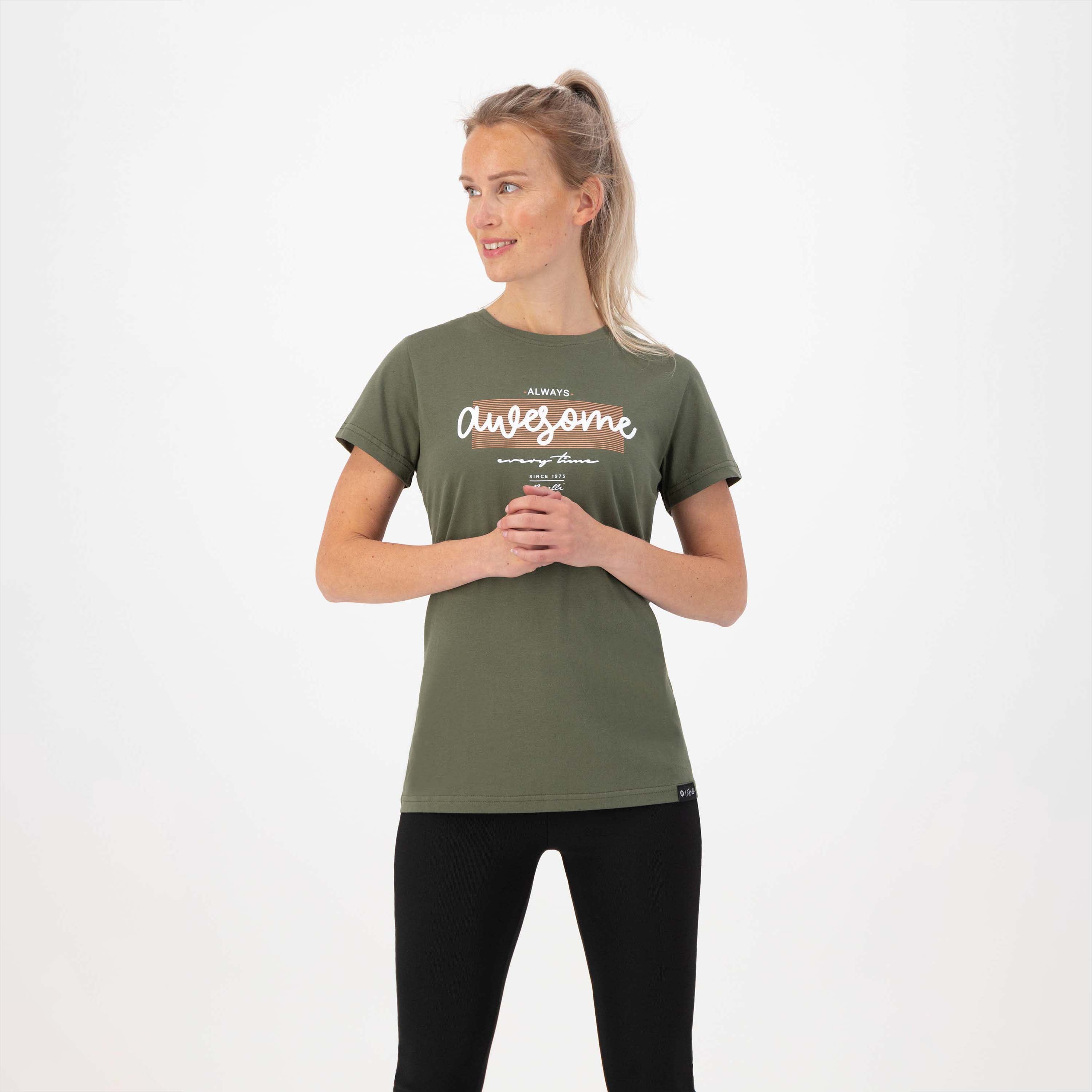 Enjoy life graphic T -shirt ladies - Army green