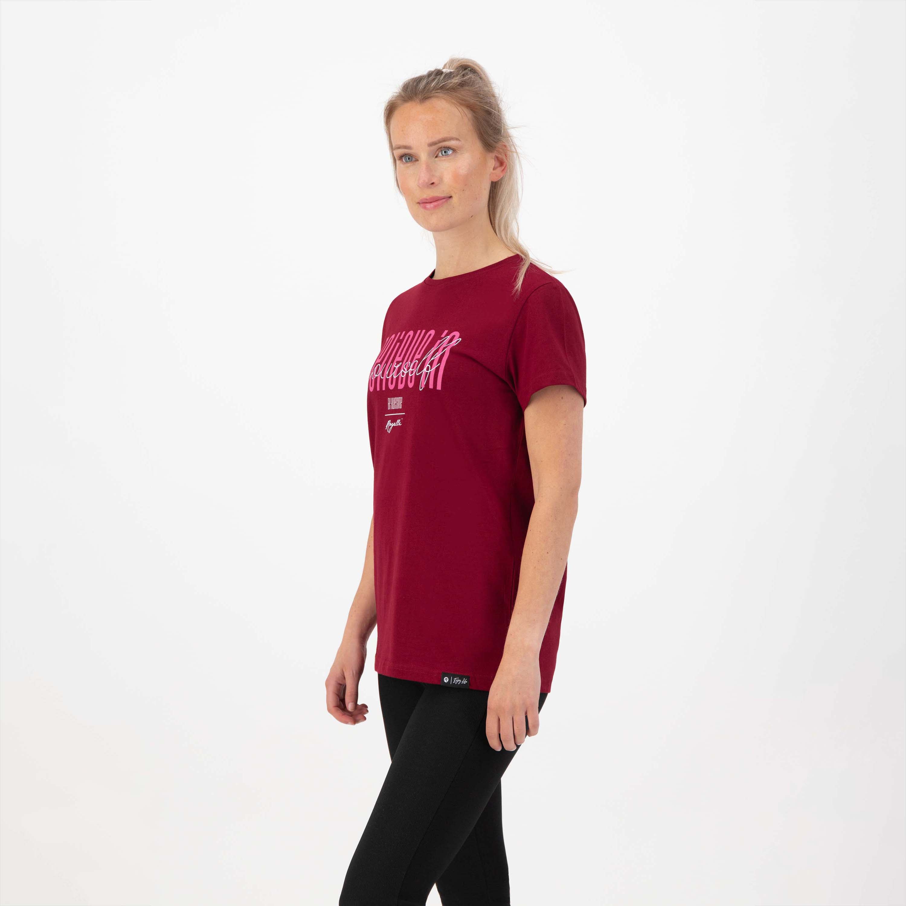 Enjoy Life Graphic T -shirt Ladies - Bordeaux