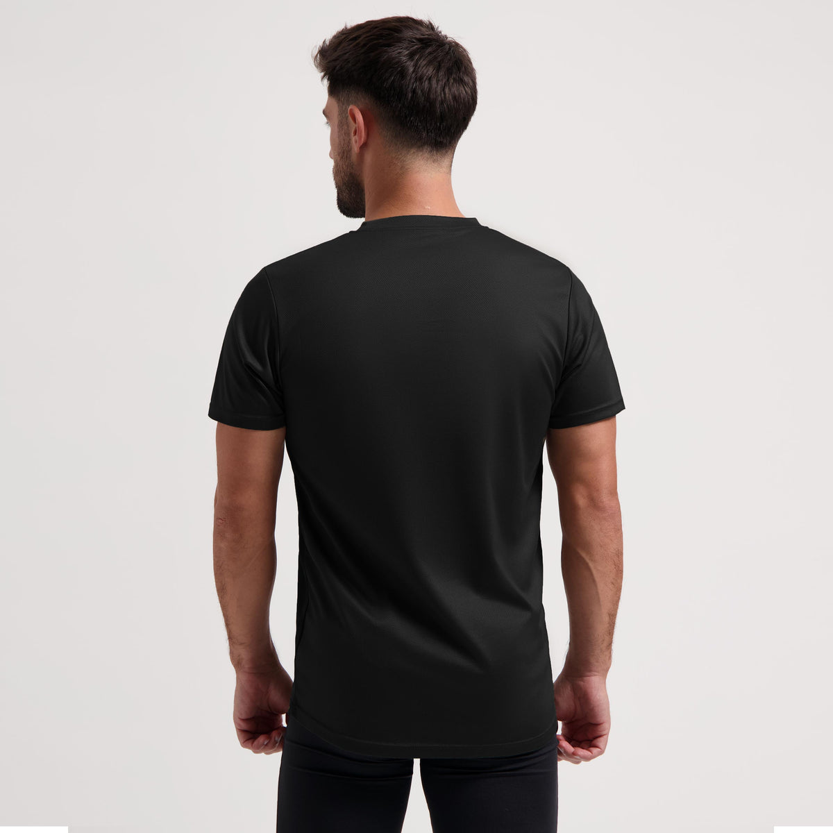 Rogelli Promo shirt korte mouw heren zwart gedragen achterkant.