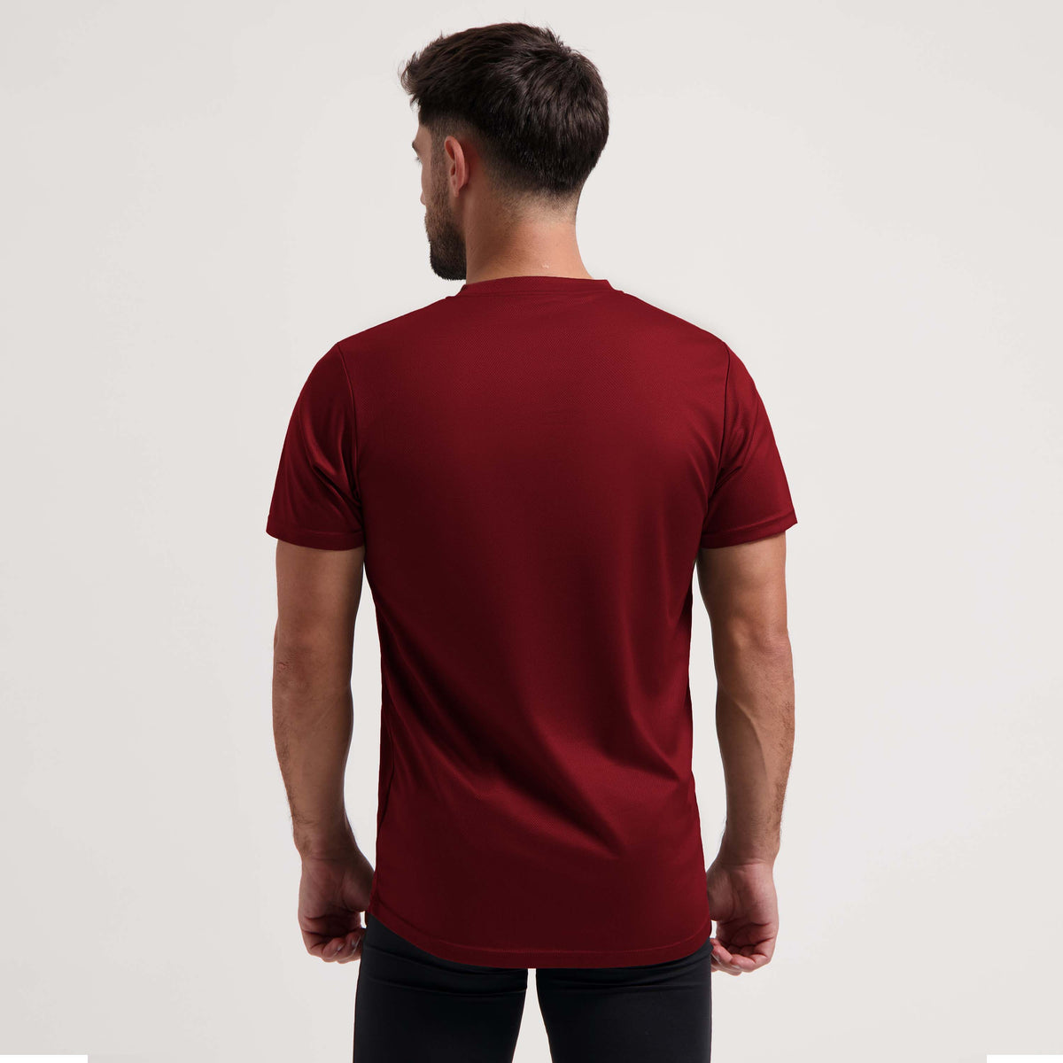 Rogelli Promo shirt korte mouw heren bordeaux gedragen achterkant.