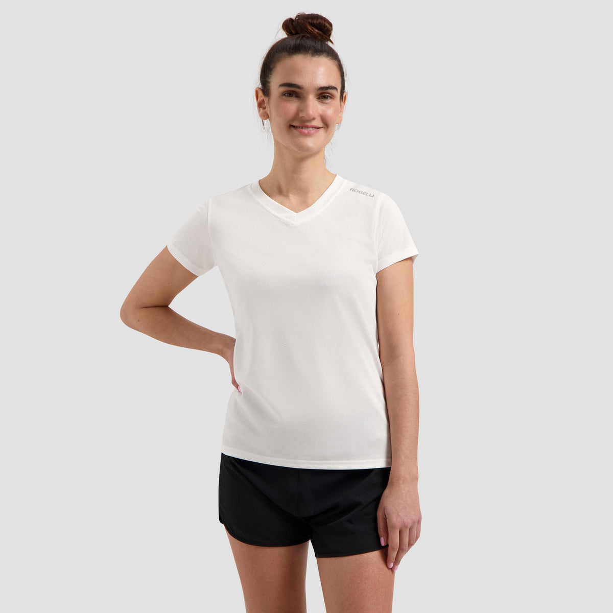 Rogelli Promo chemise Manches courtes Femme devant blanc usé.