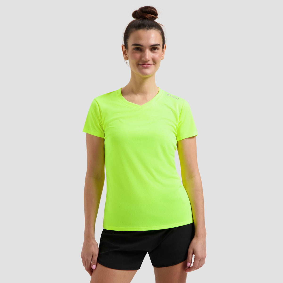 Rogelli Promo chemise Manches courtes Femme fluoro usé devant.