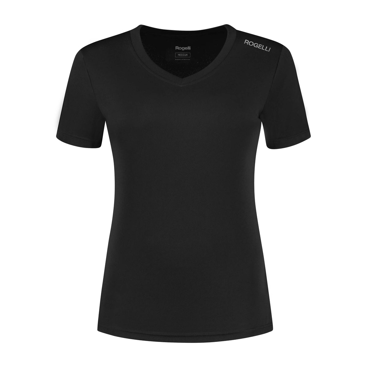 Rogelli Promo shirt korte mouw dames zwart voorkant.