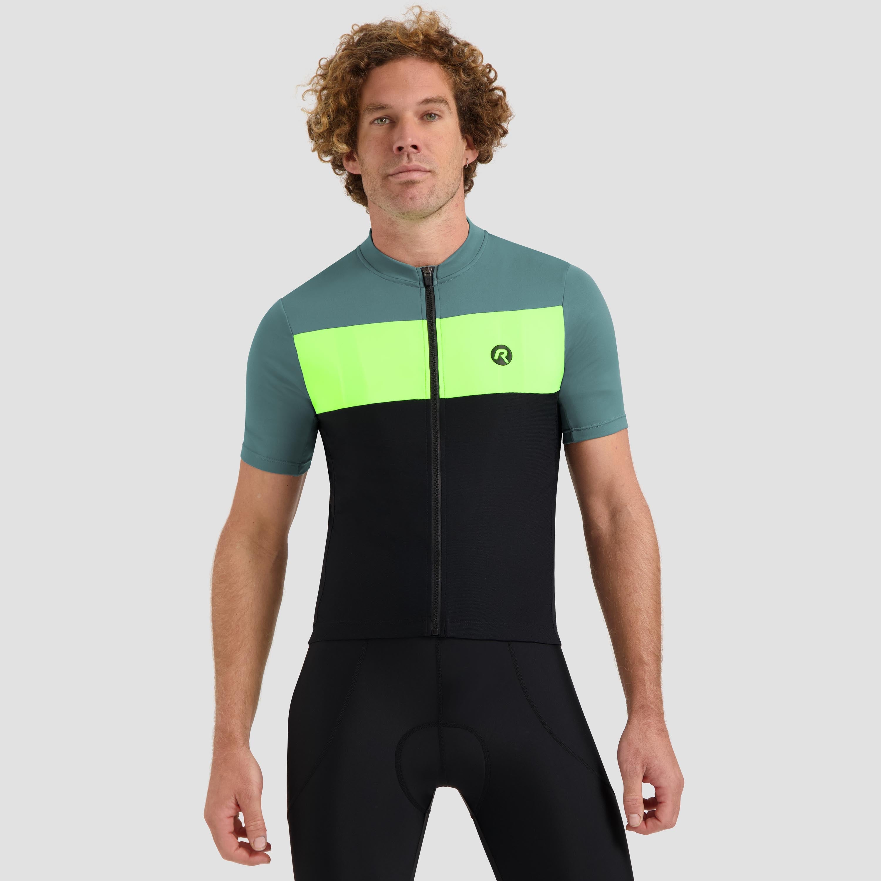 Core Block bicycle shirt Men - black/mint green/neon yellow