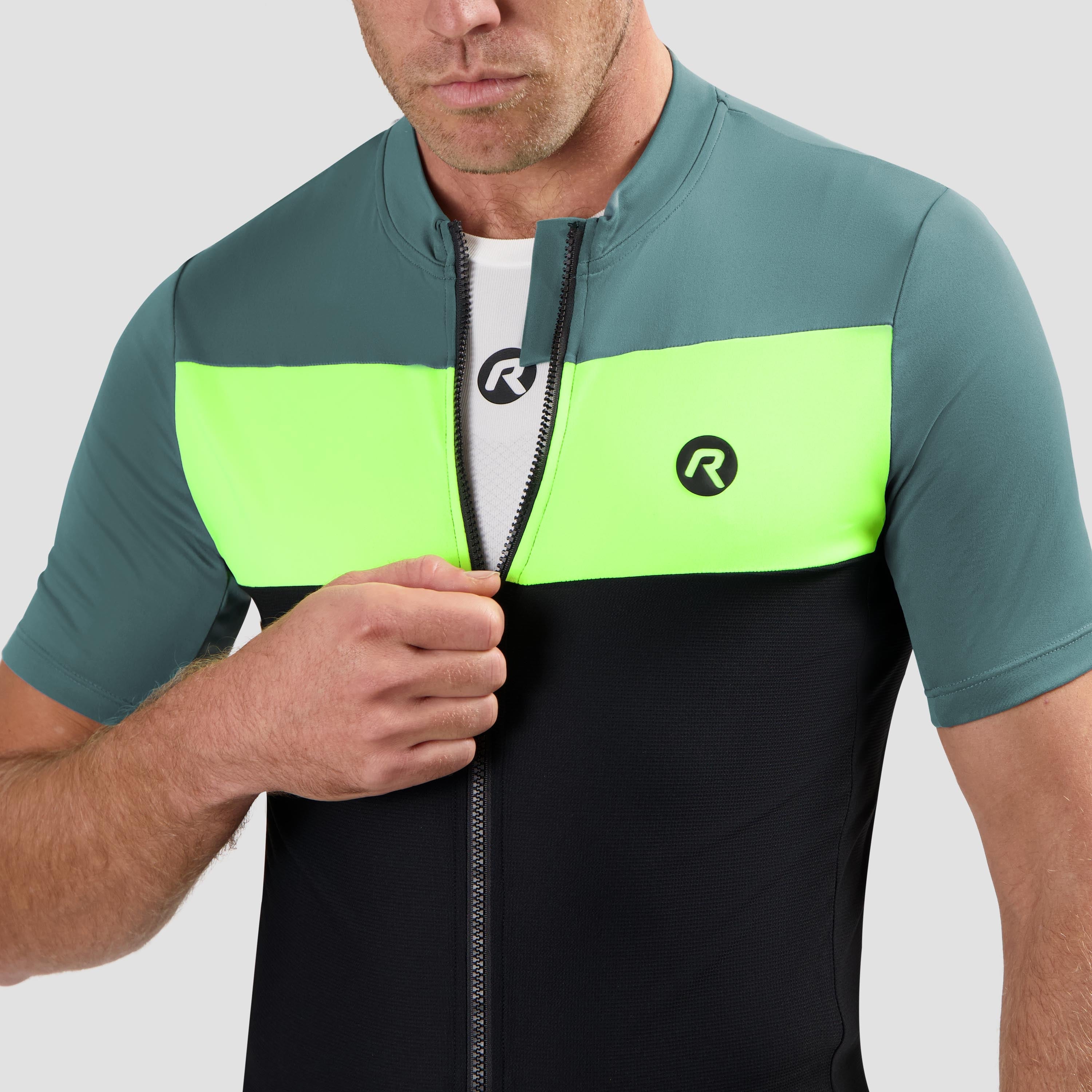 Core Block bicycle shirt Men - black/mint green/neon yellow