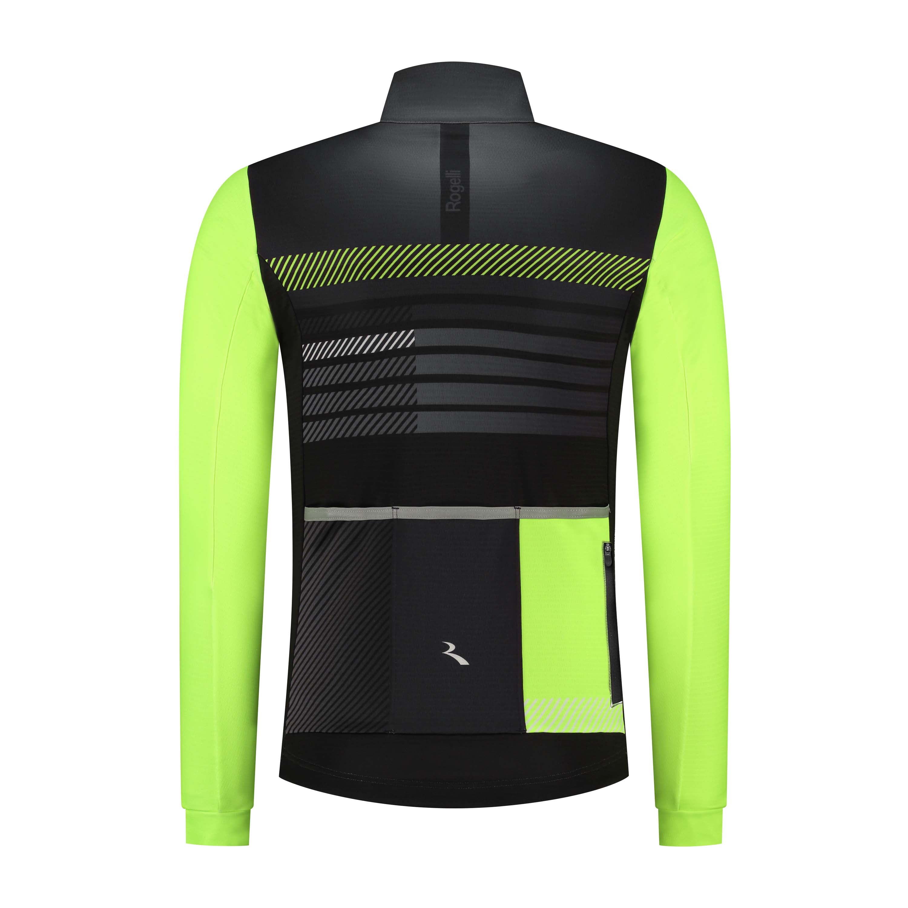 Rogelli Stryde fietsshirt L/S heren zwart/grijs/fluor achterkant.