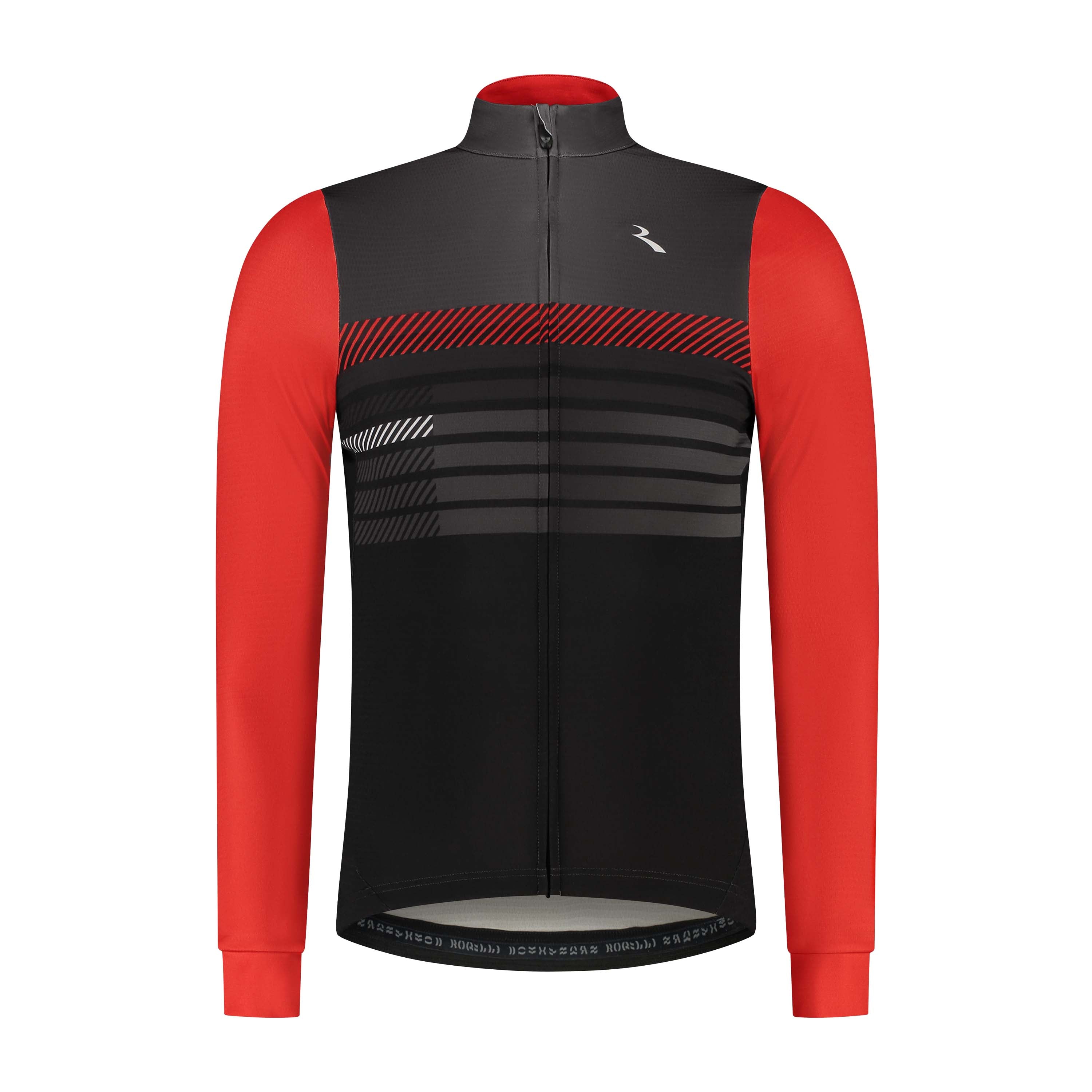 Rogelli Stryde fietsshirt L/S heren zwart/grijs/rood voorkant.