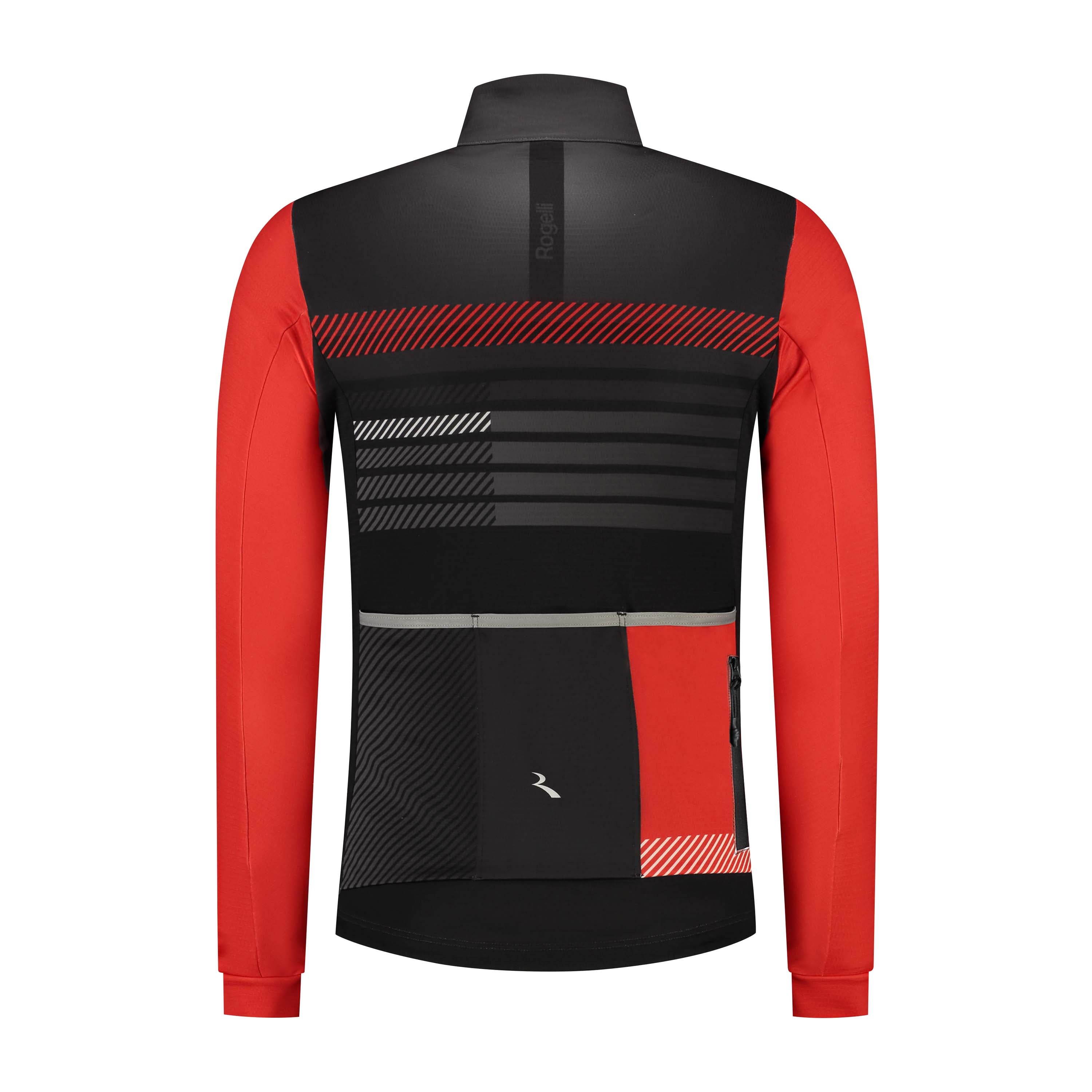 Rogelli Stryde fietsshirt L/S heren zwart/grijs/rood achterkant.