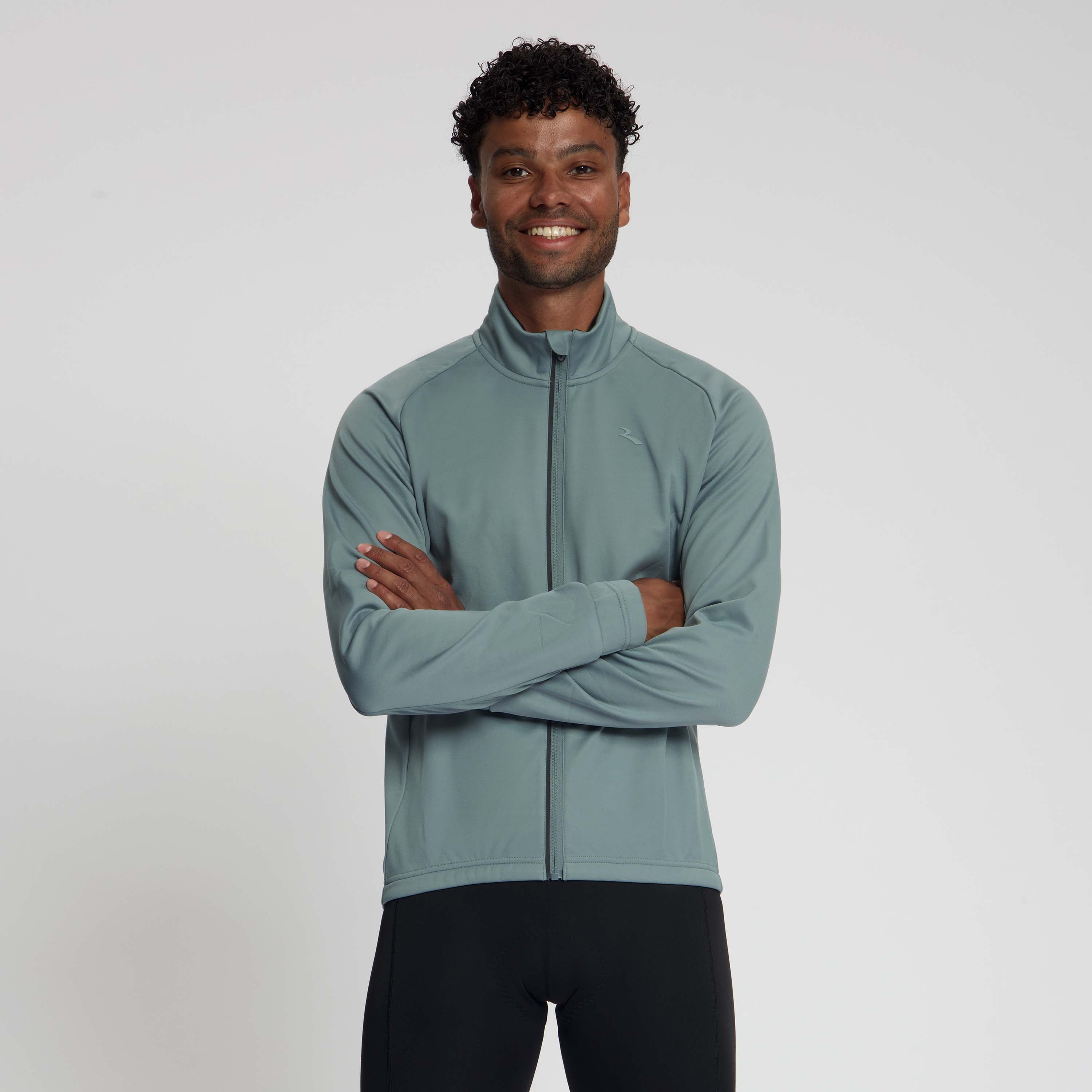 Rogelli Essential II winter fietsjack grijs heren gedragen voorkant.