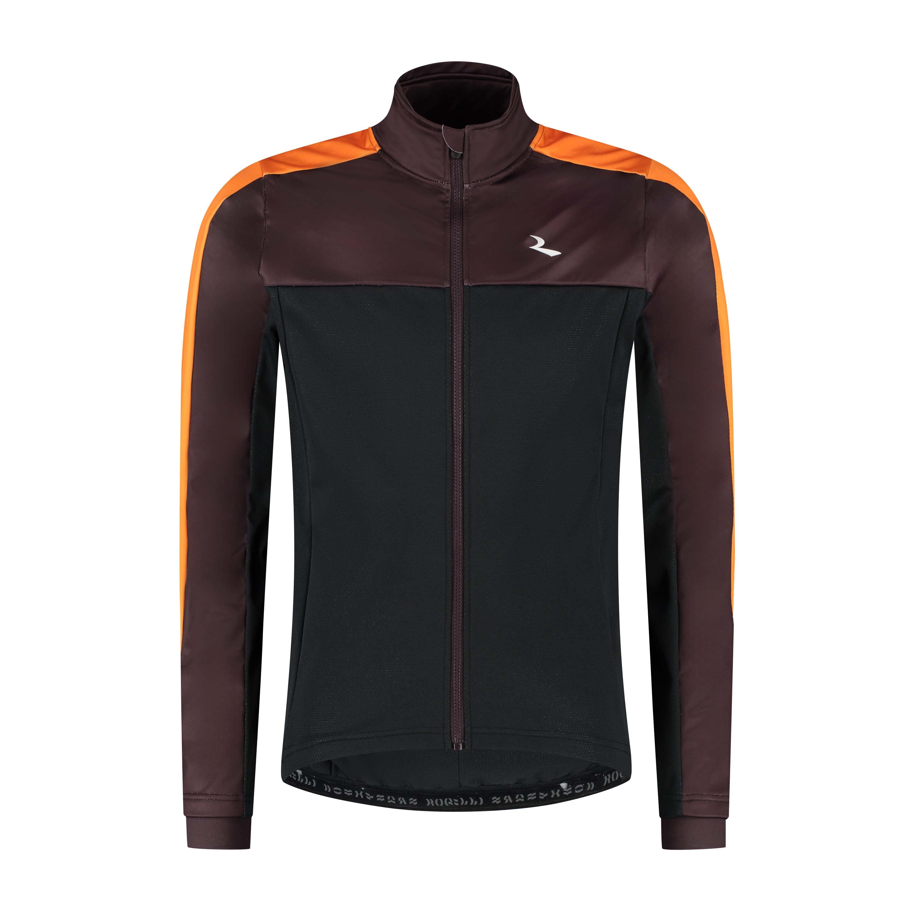 Rogelli Freeze winter fietsjack heren zwart/bordeaux/oranje voorkant.
