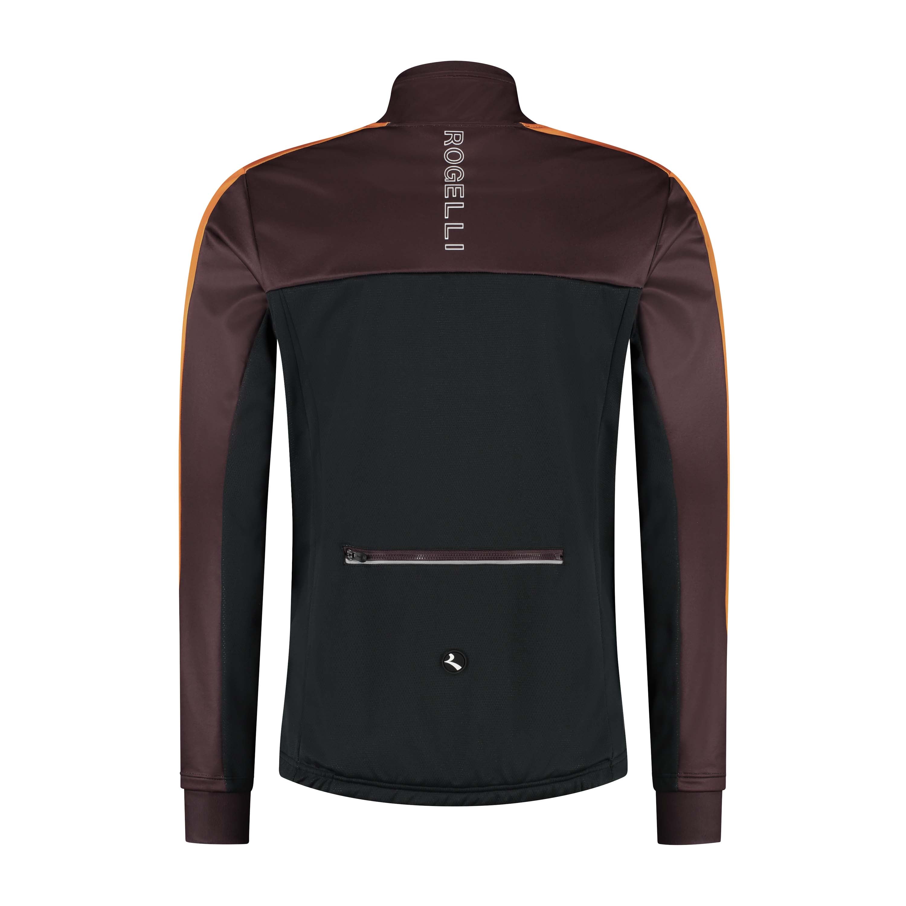 Rogelli Freeze winter fietsjack heren zwart/bordeaux/oranje achterkant.