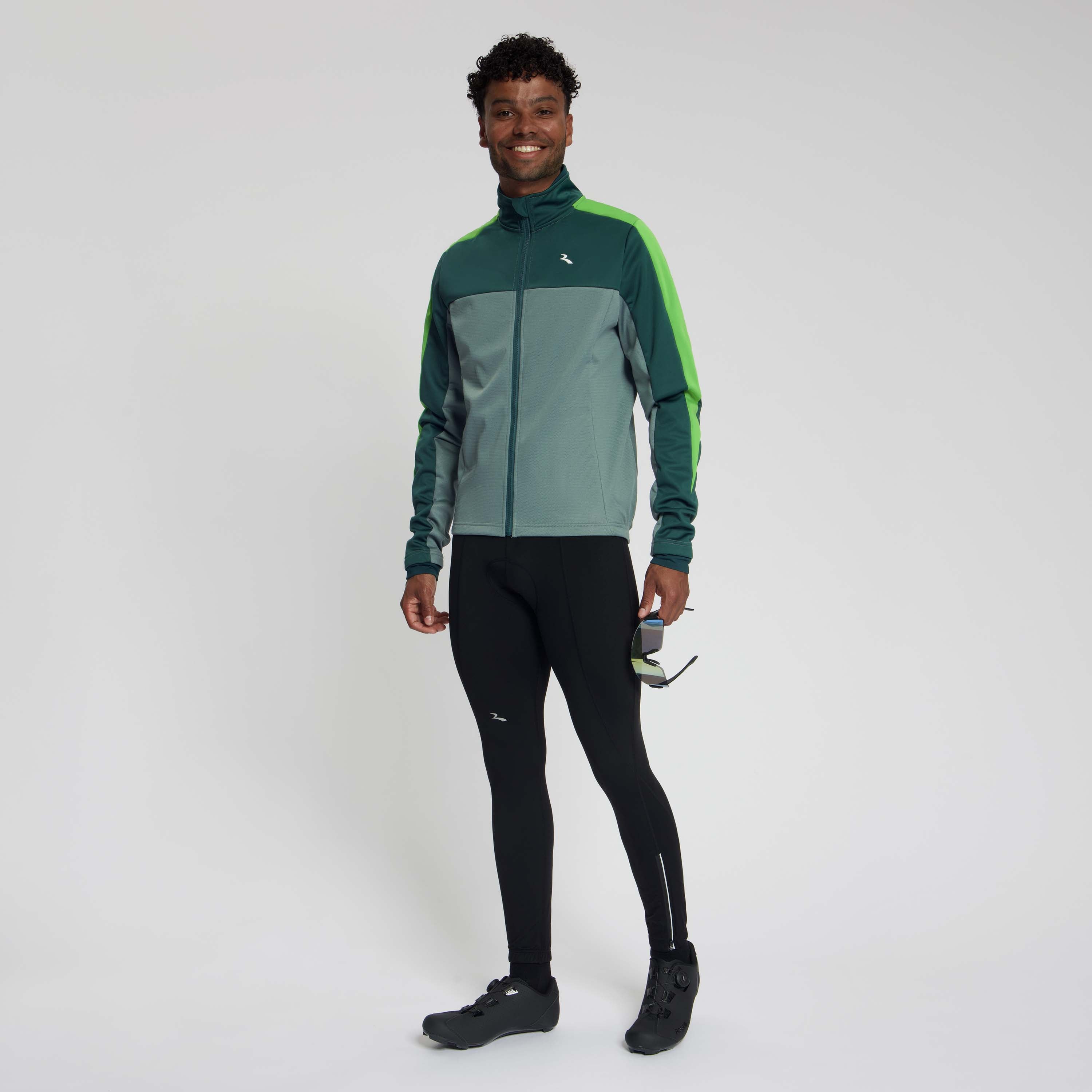 Rogelli Freeze winter fietsjack heren pine/groen gedragen totaalshot.