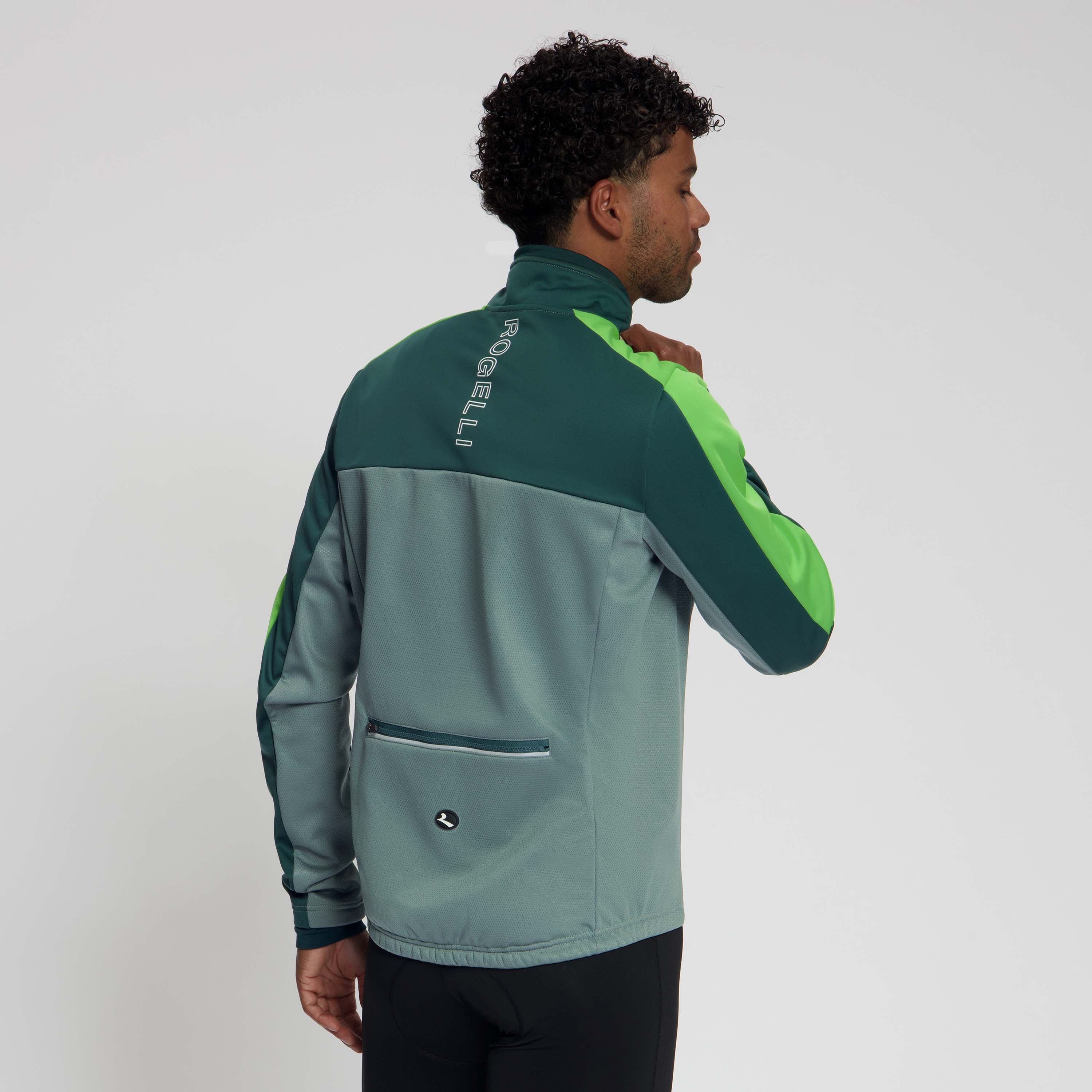 Rogelli Freeze winter fietsjack heren pine/groen gedragen achterkant.