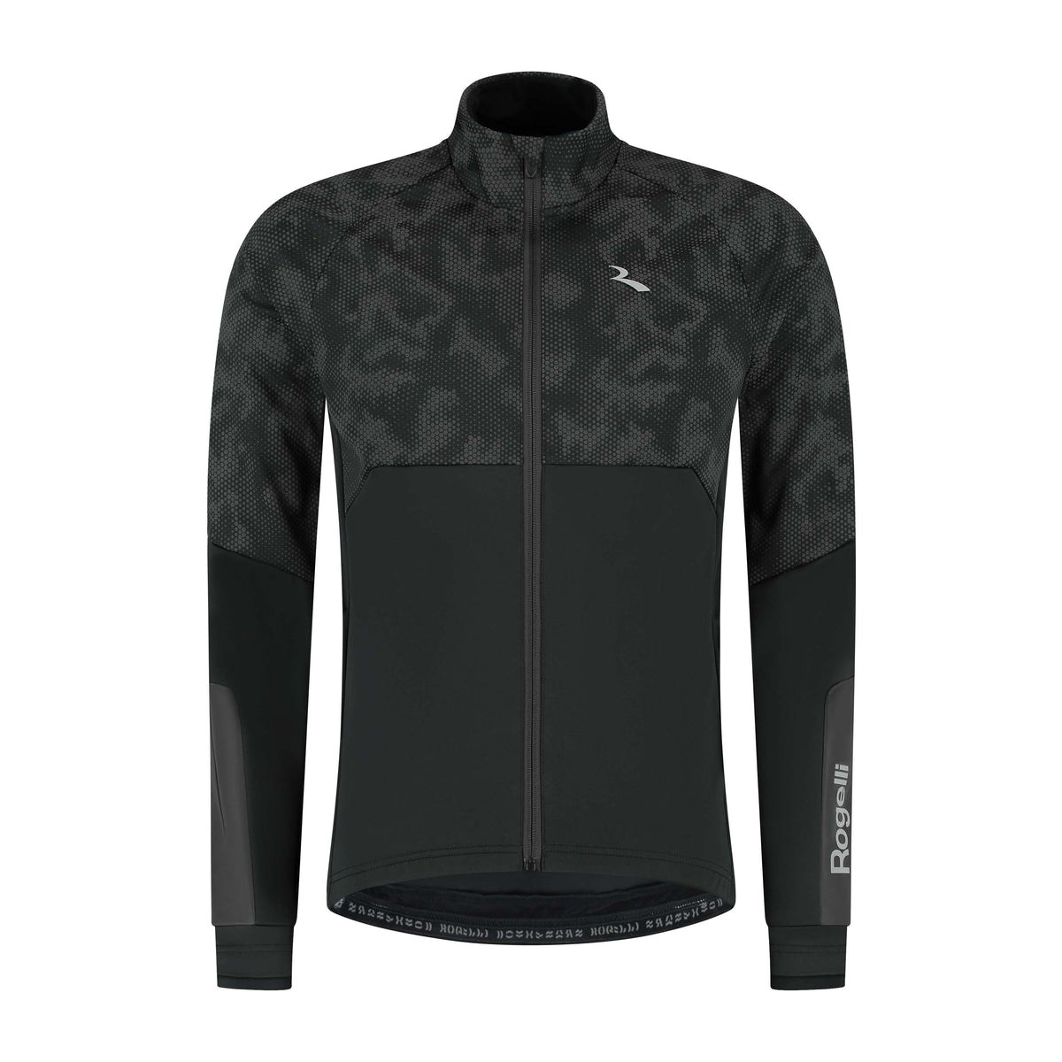 Rogelli Essential HI VIS II winter fietsjack heren zwart voorkant.