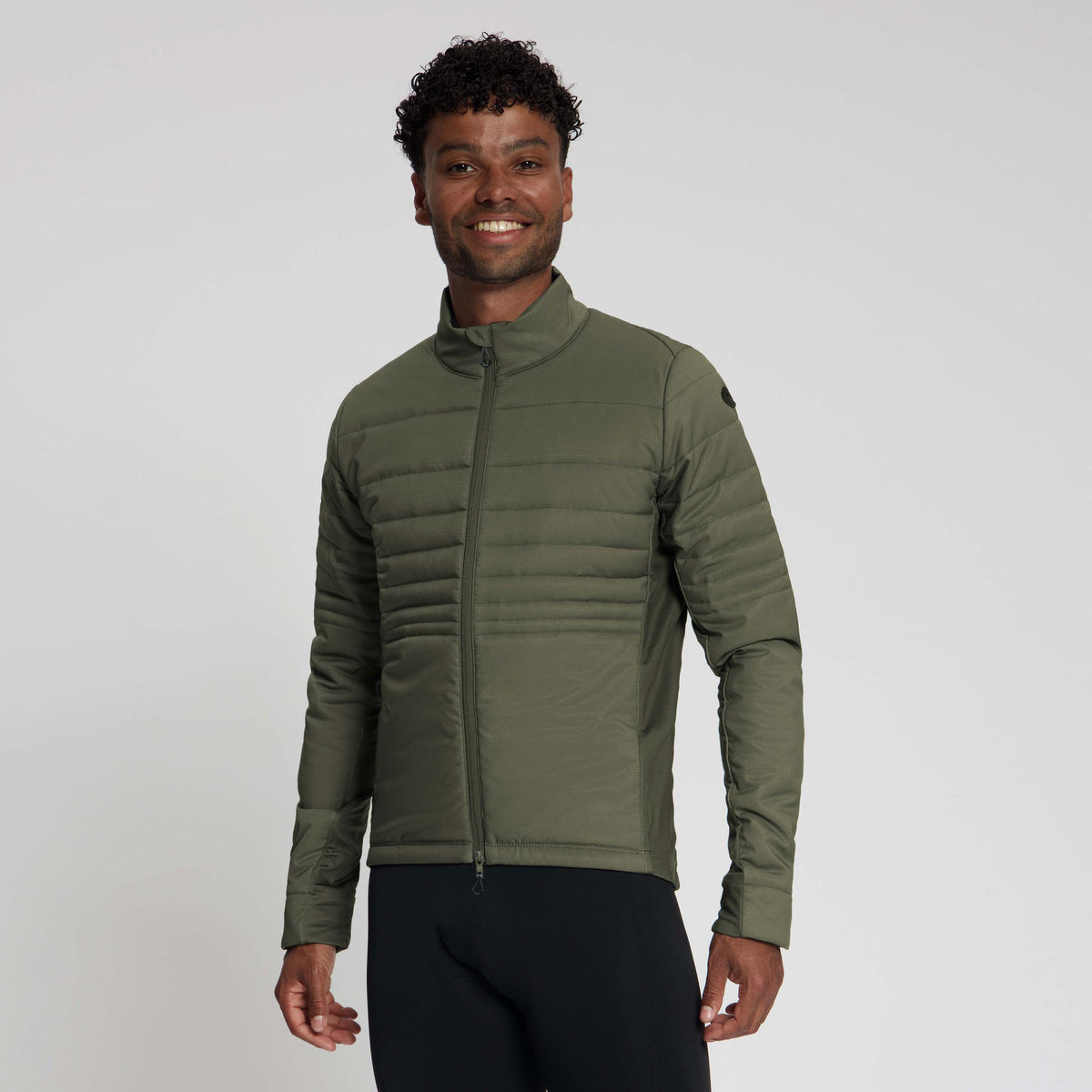 Rogelli Element winter fietsjack heren legergroen gedragen voorkant.