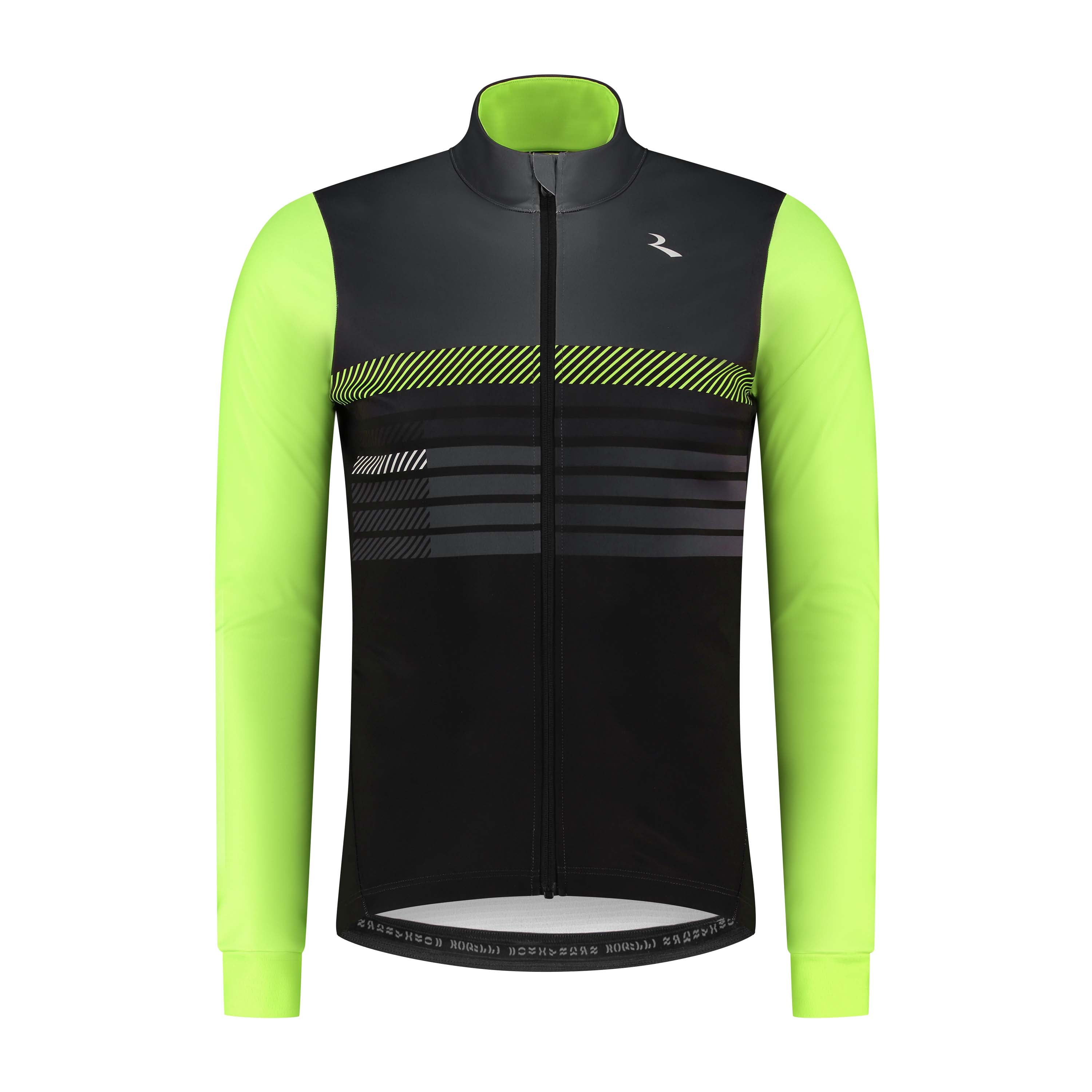 Rogelli Stryde winter fietsjack heren zwart/grijs/fluor voorkant.
