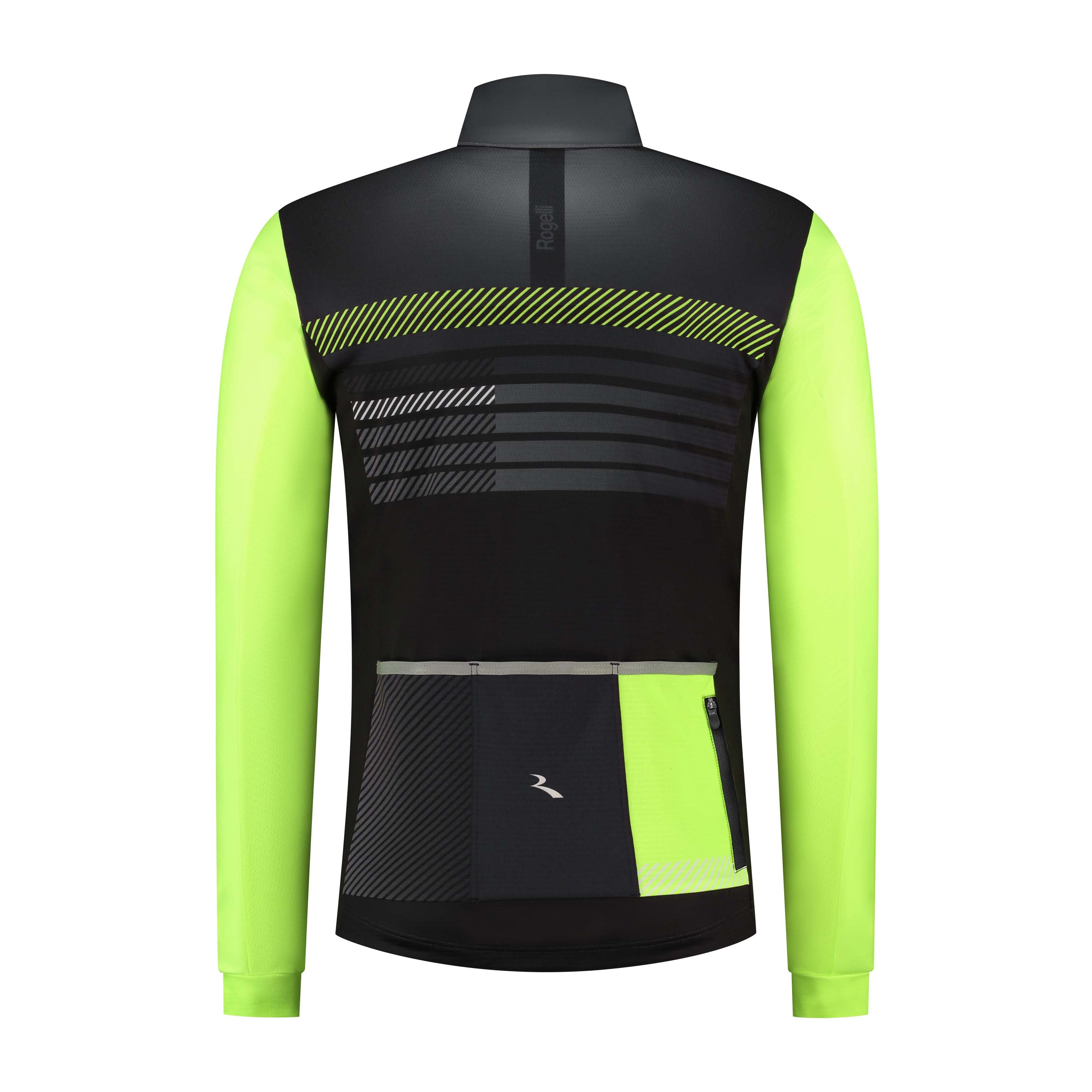 Rogelli Stryde winter fietsjack heren zwart/grijs/fluor achterkant.