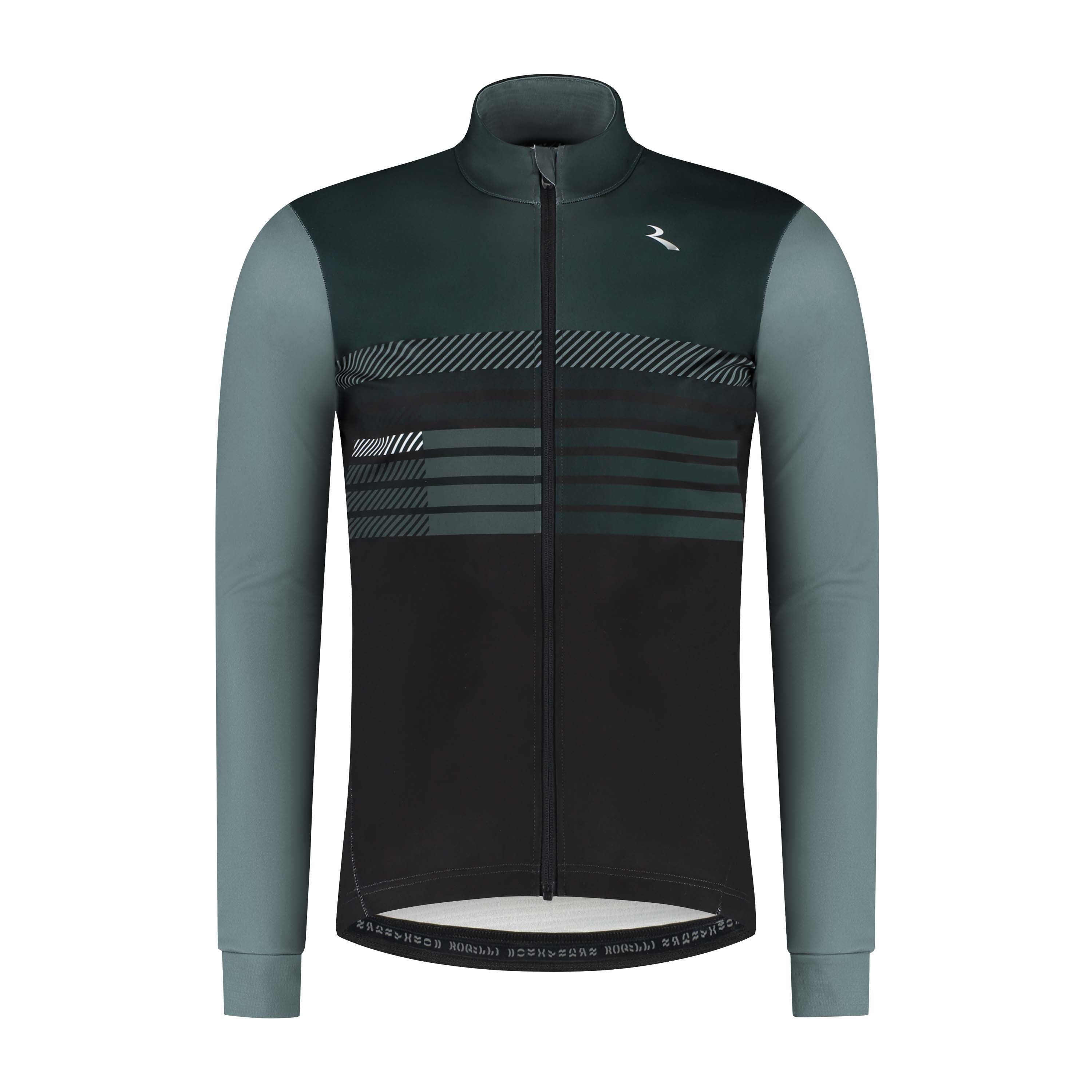 Rogelli Stryde winter fietsjack heren zwart/grijs/blauw voorkant.