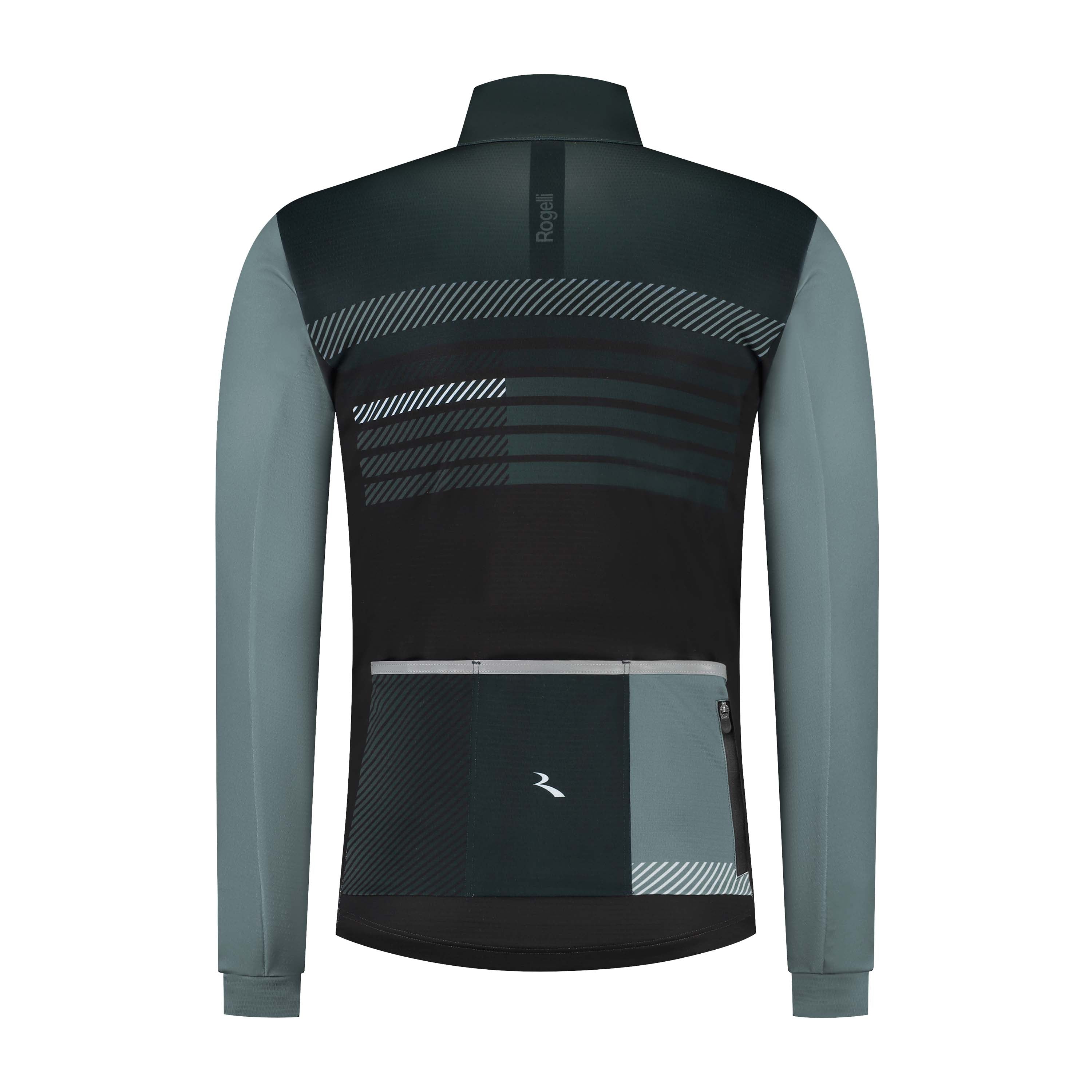 Rogelli Stryde winter fietsjack heren zwart/grijs/blauw achterkant.