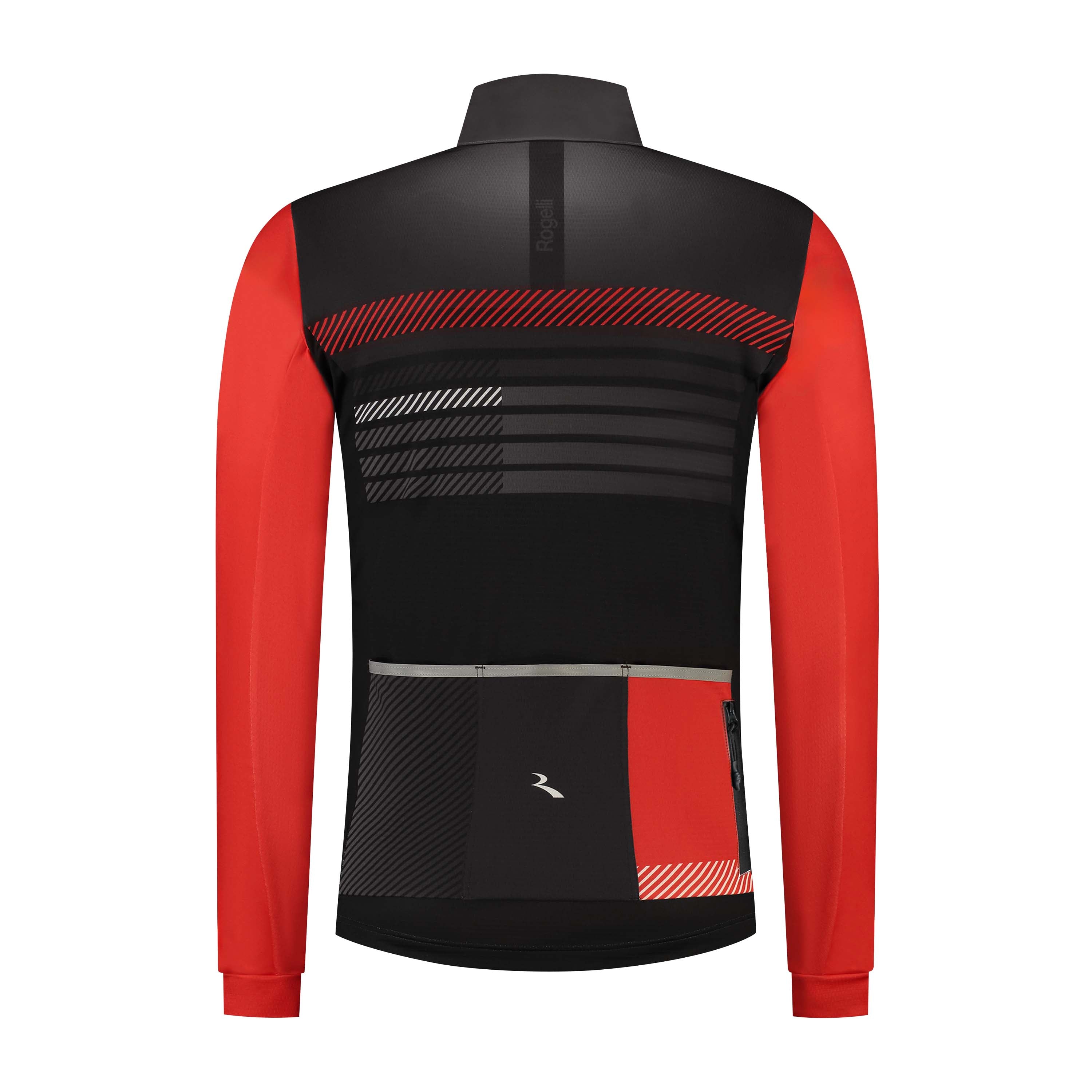 Rogelli Stryde winter fietsjack heren zwart/grijs/rood achterkant.