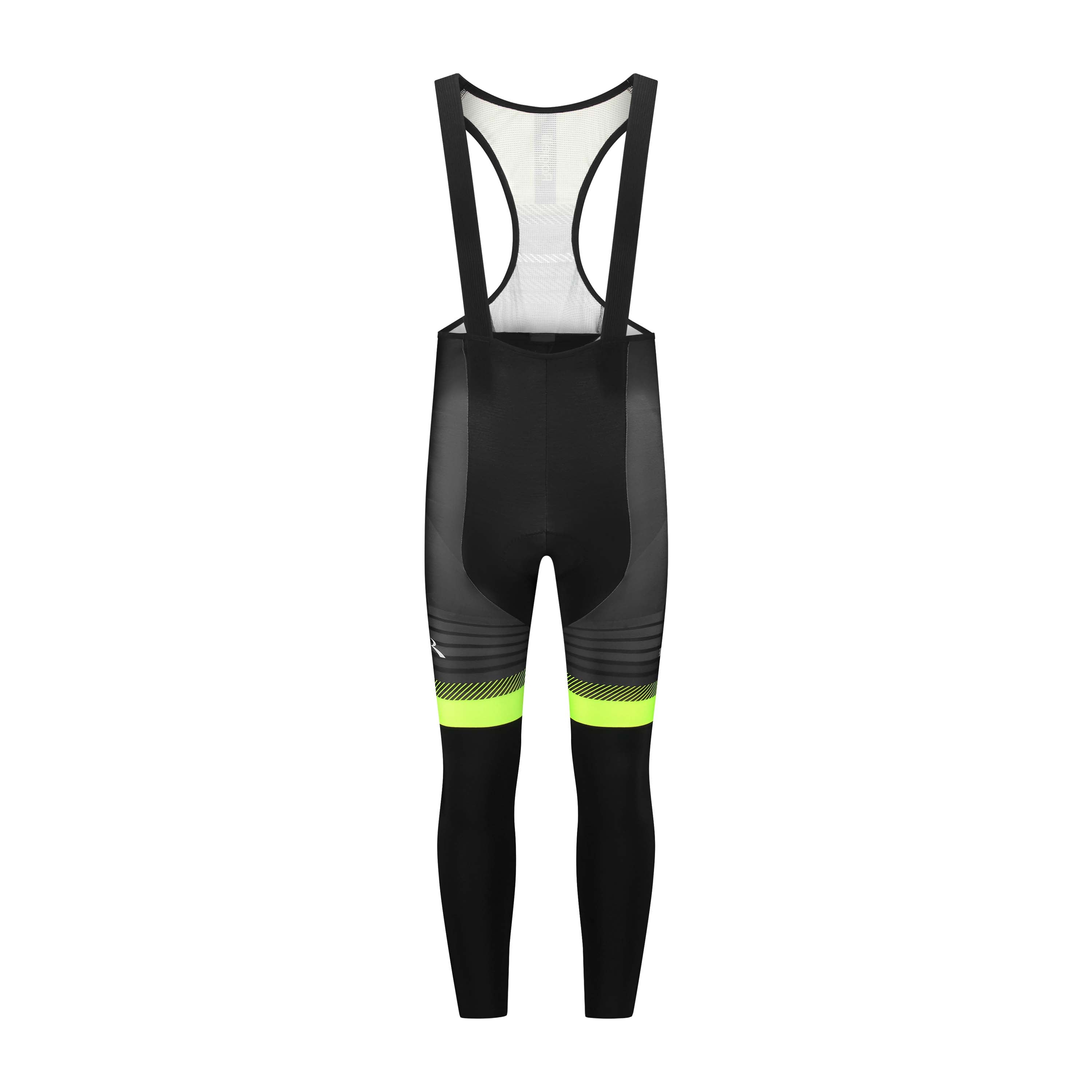 Rogelli Stryde lange fietsbroek heren zwart/grijs/fluor voorkant.
