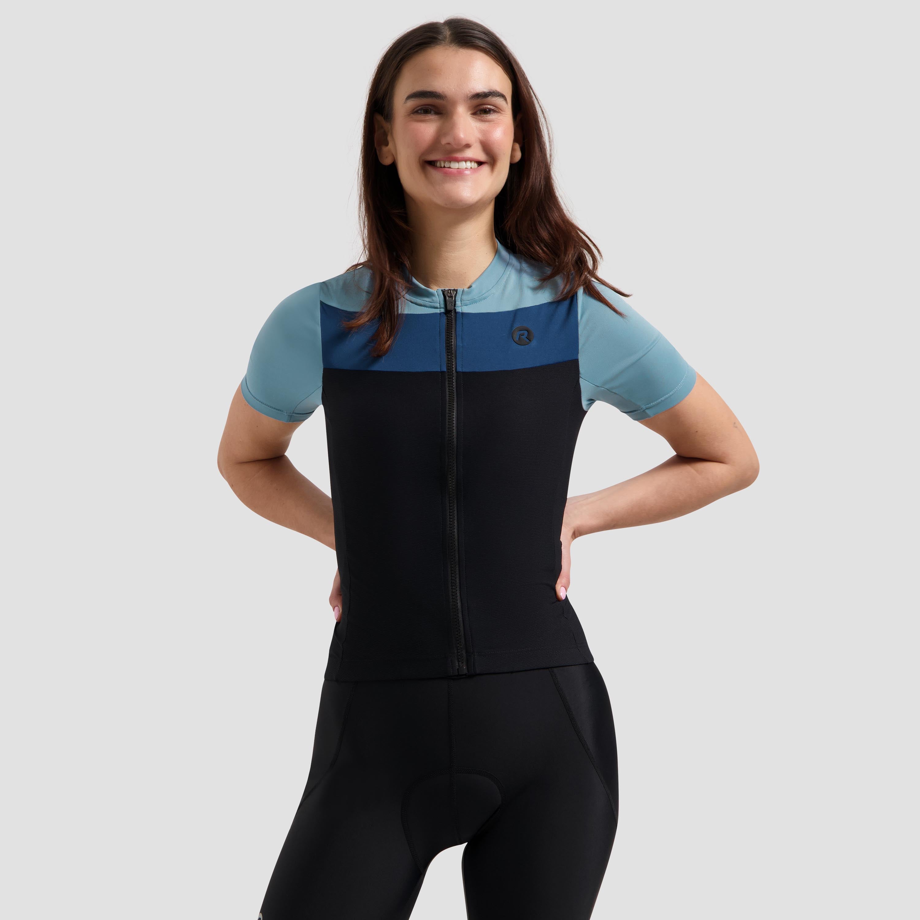 Core Block bicycle shirt ladies - black/light blue/dark blue