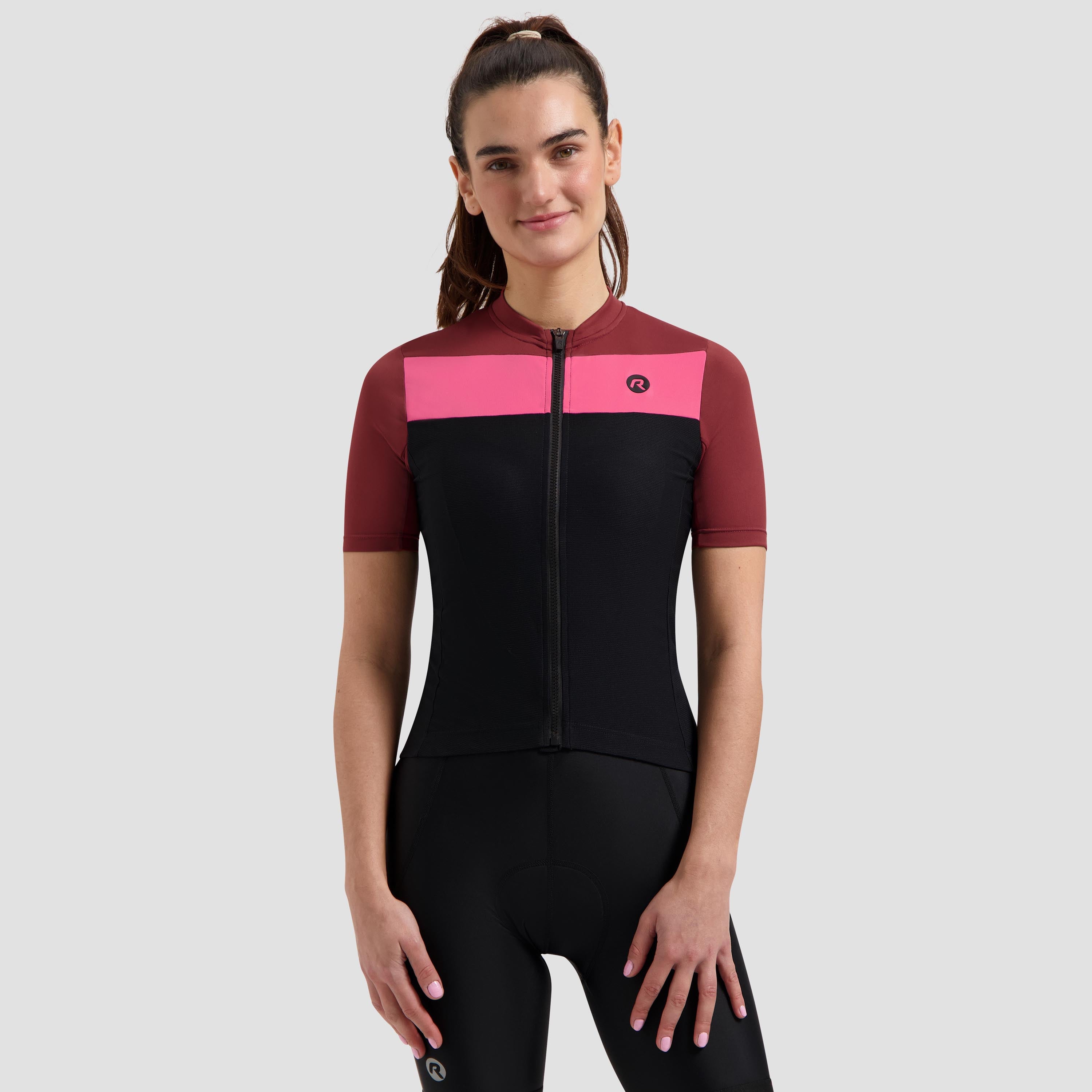 Core Block Bicycle Shirt Ladies - Black/Bordeaux/Pink