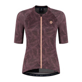 Rogelli Essential Graphic II fietsshirt dames bordeaux korte mouw voorkant.