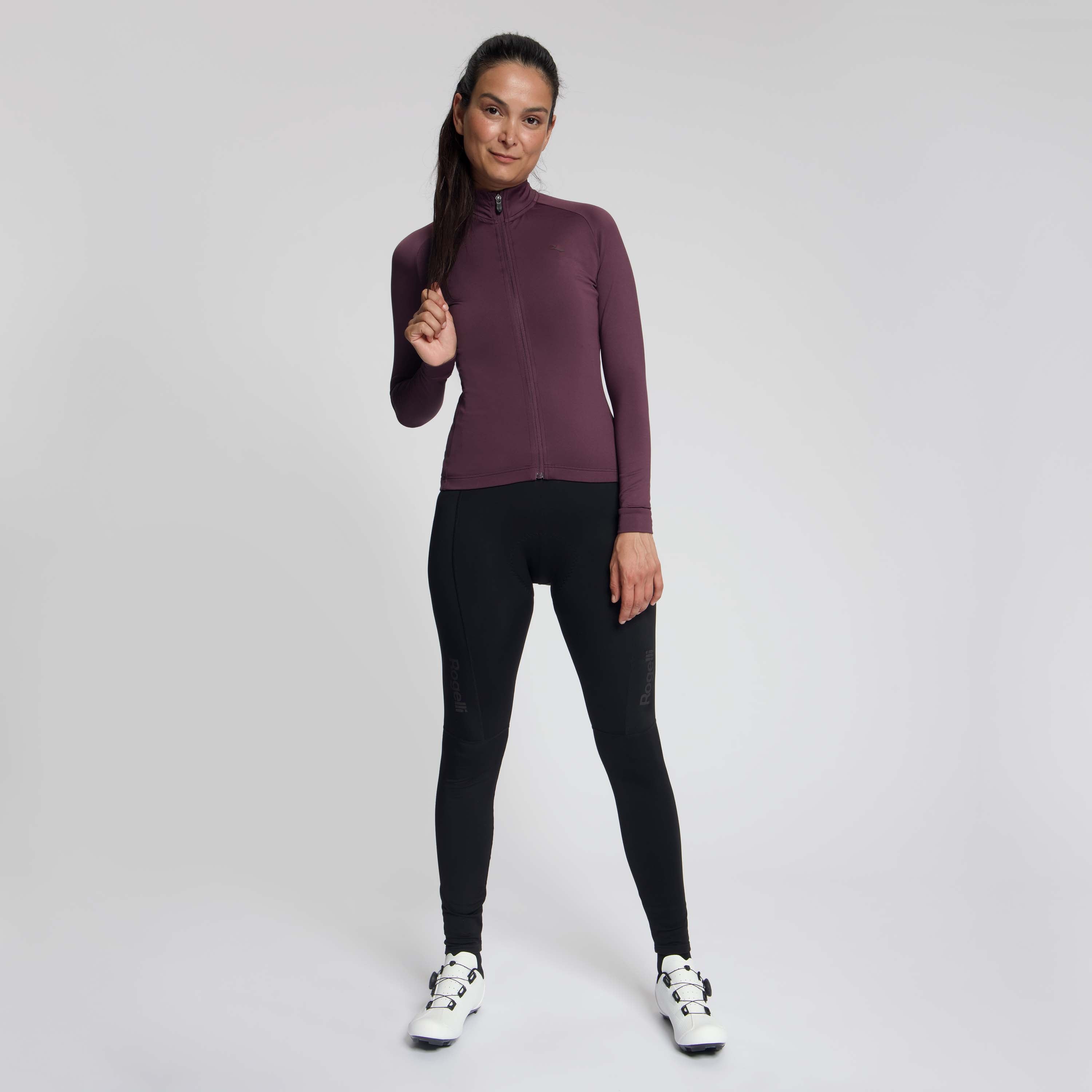Essential II Radtrikot Langarm Damen - Aubergine