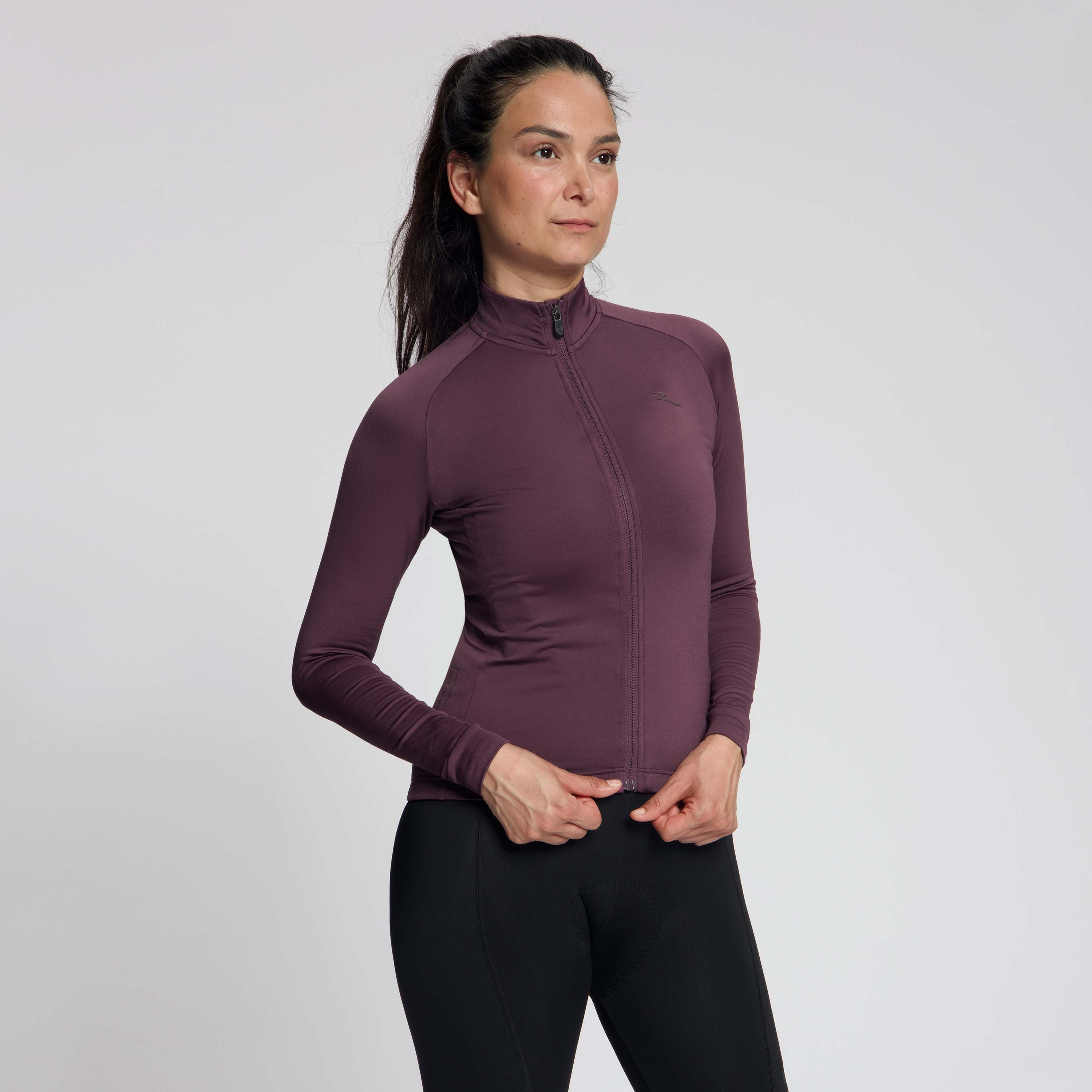 Essential II Radtrikot Langarm Damen - Aubergine