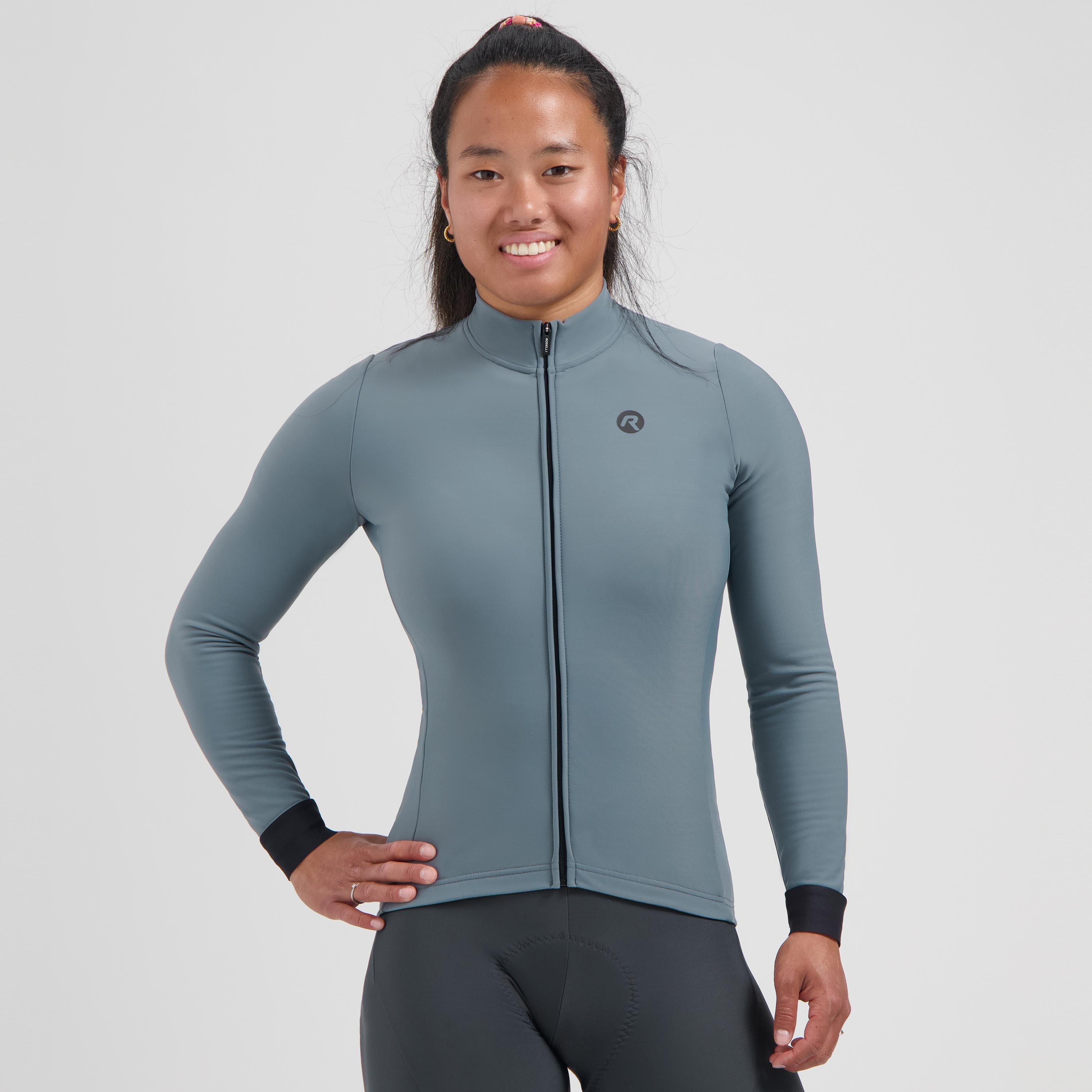 Signature Fietsshirt Lange Mouw Dames - Ardesia