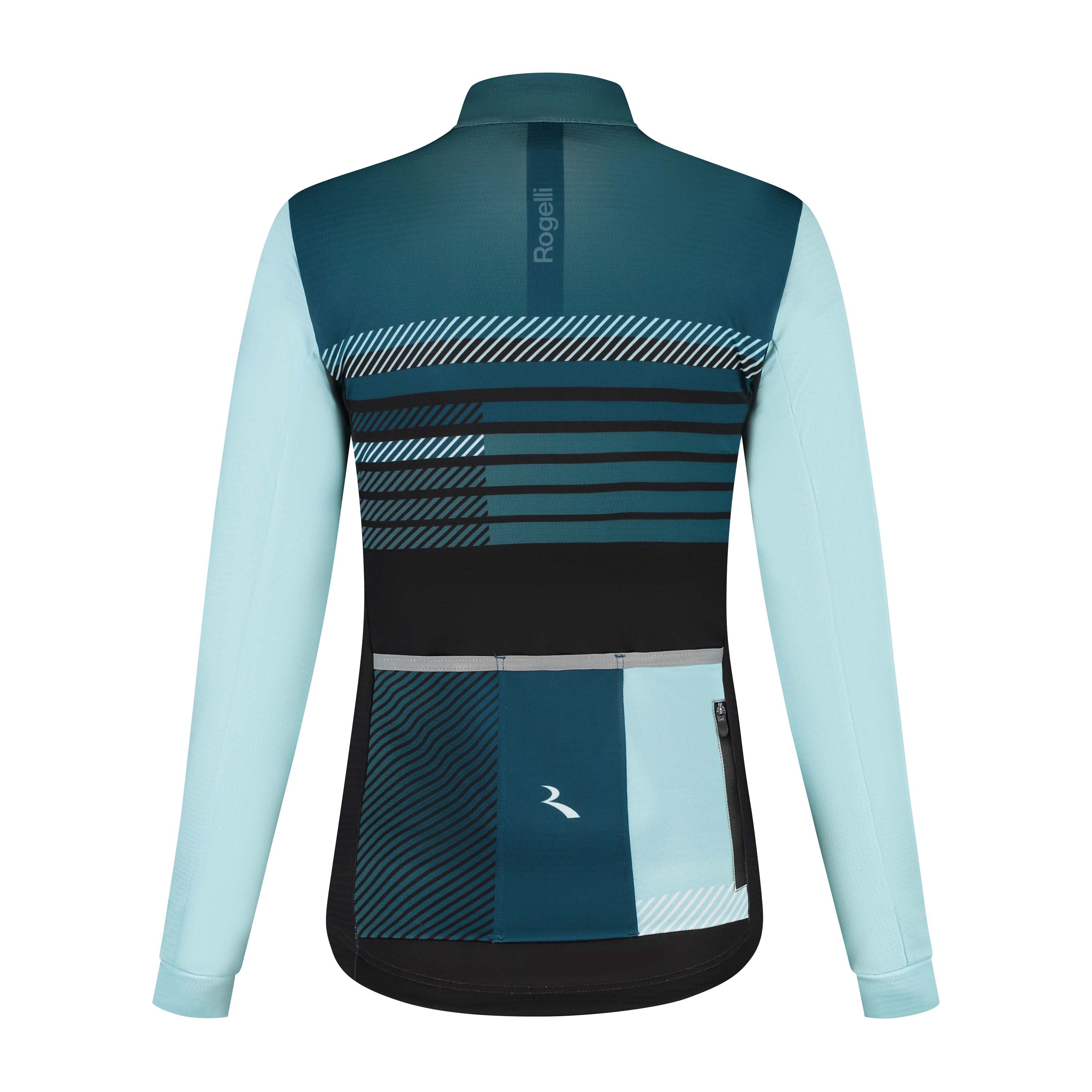 Rogelli Stryde fietsshirt L/S dames blauw/lichtblauw achterkant.
