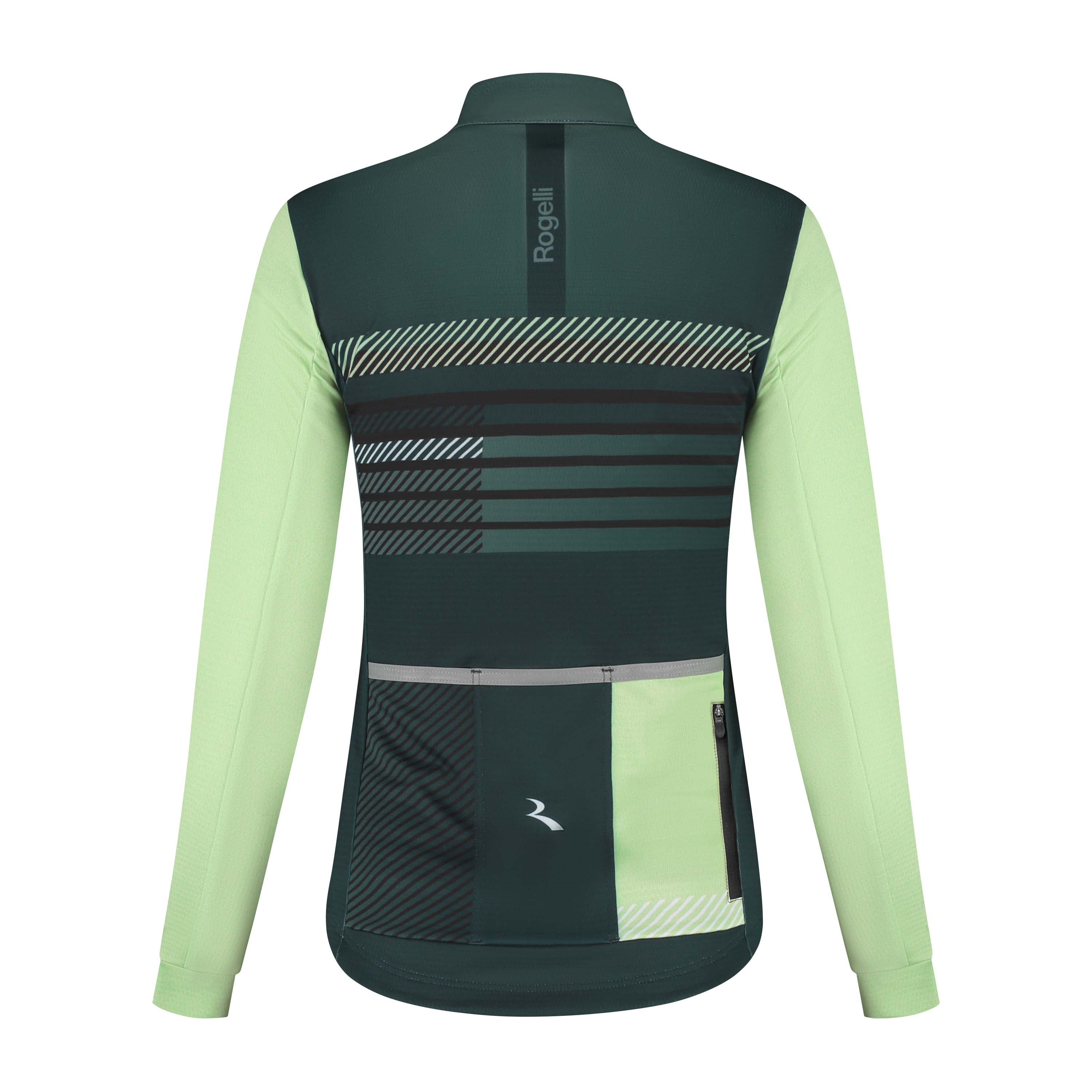 Rogelli Stryde fietsshirt L/S dames pine/limoen achterkant.