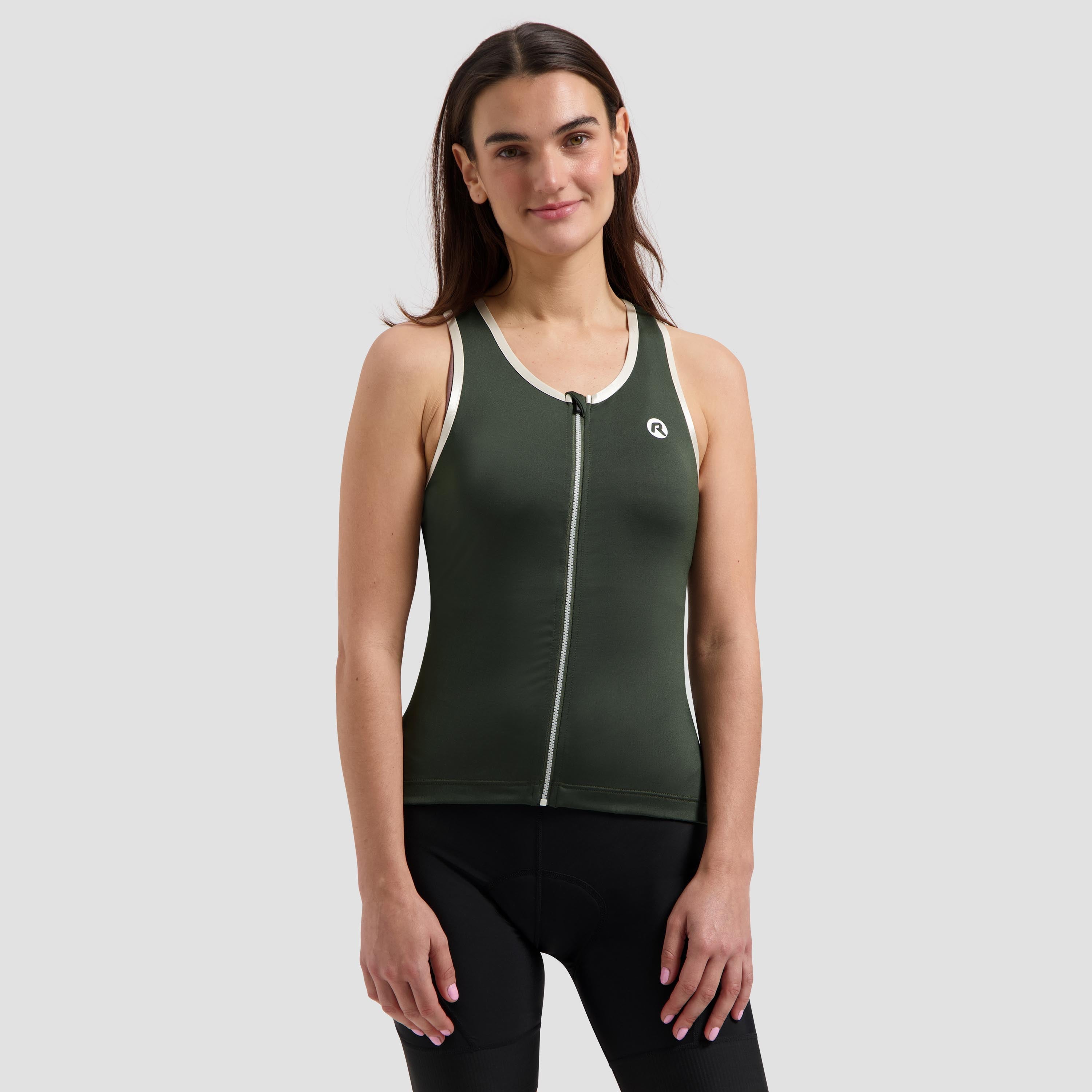Abbey Tanktop Ladies - Army Groen/Taupe