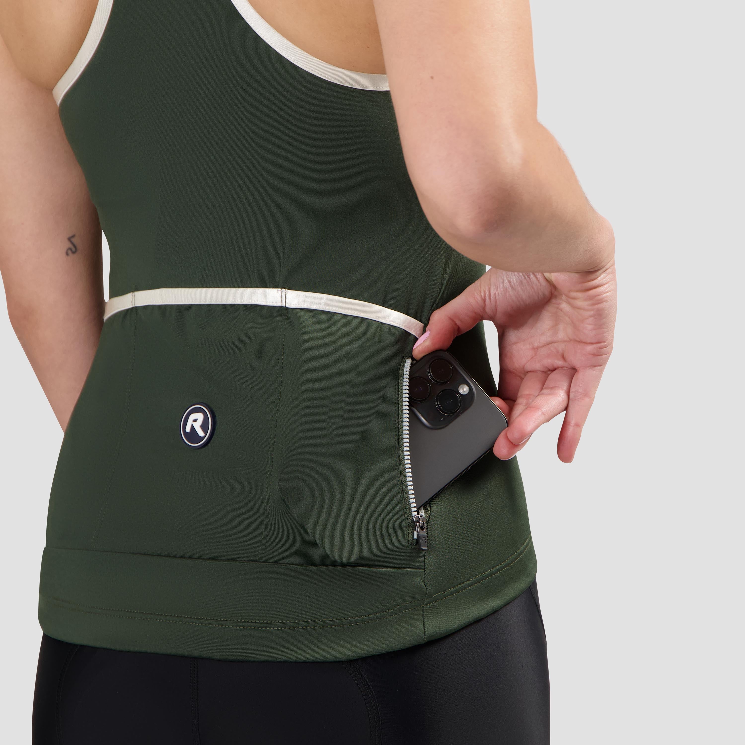 Abbey Tanktop Ladies - Army Groen/Taupe
