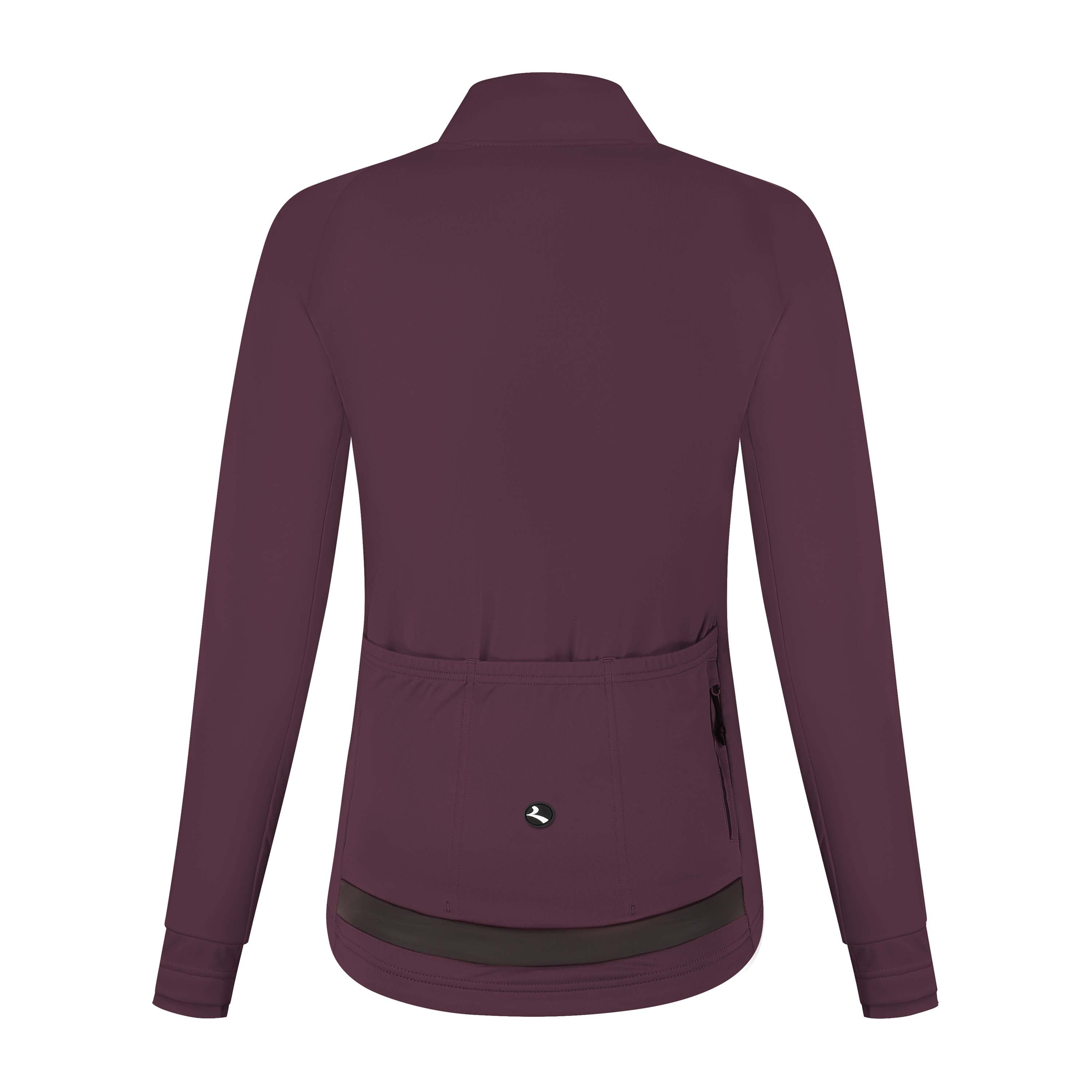 Rogelli Essential II winter fietsjack dames aubergine achterkant.