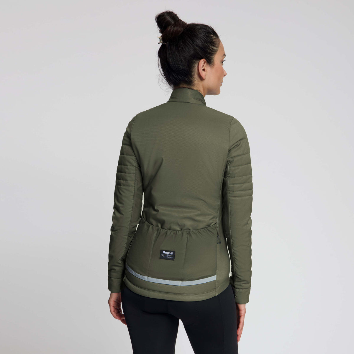 Rogelli Element winter fietsjack dames legergroen gedragen achterkant.