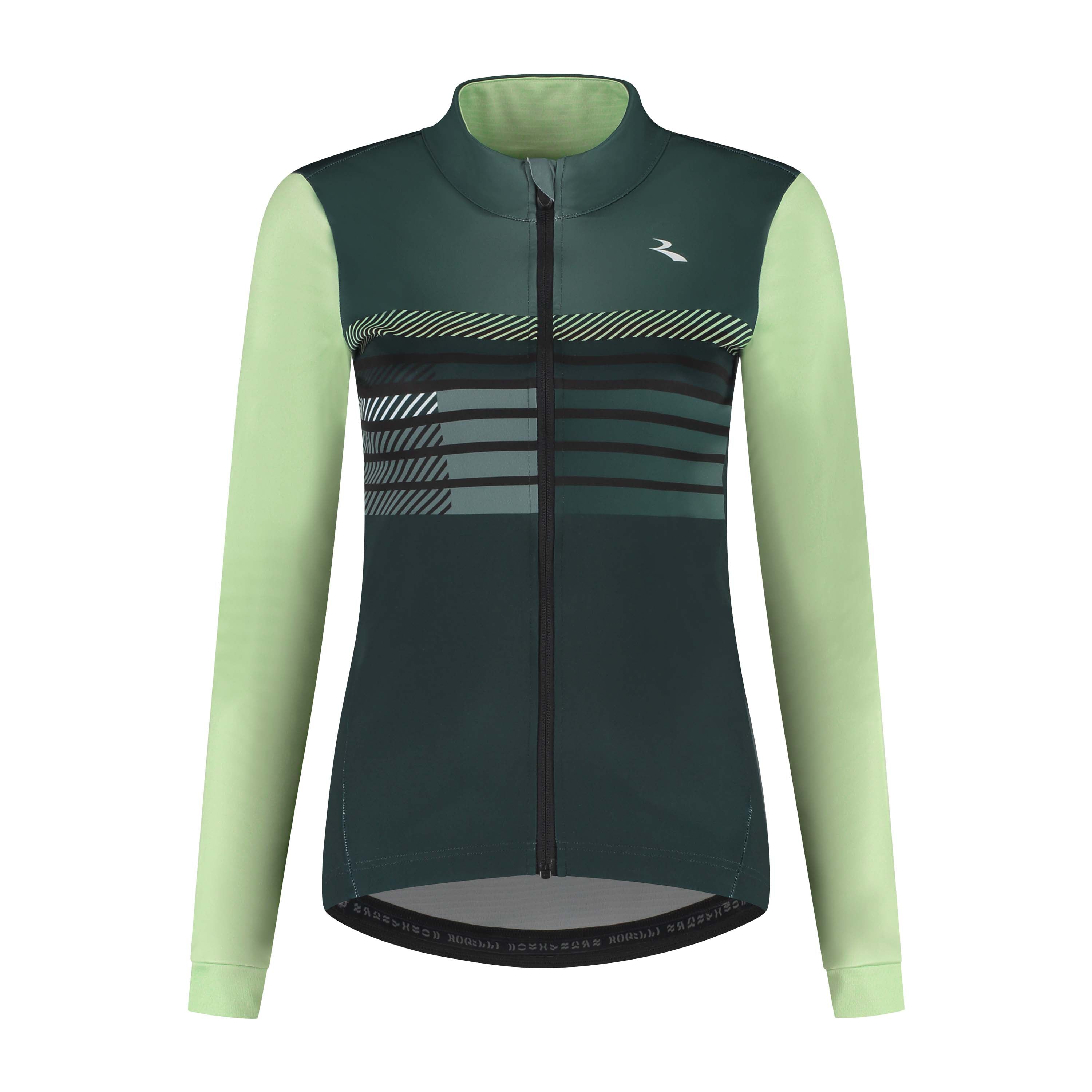 Rogelli Stryde winter fietsjack dames pine/limoen voorkant.