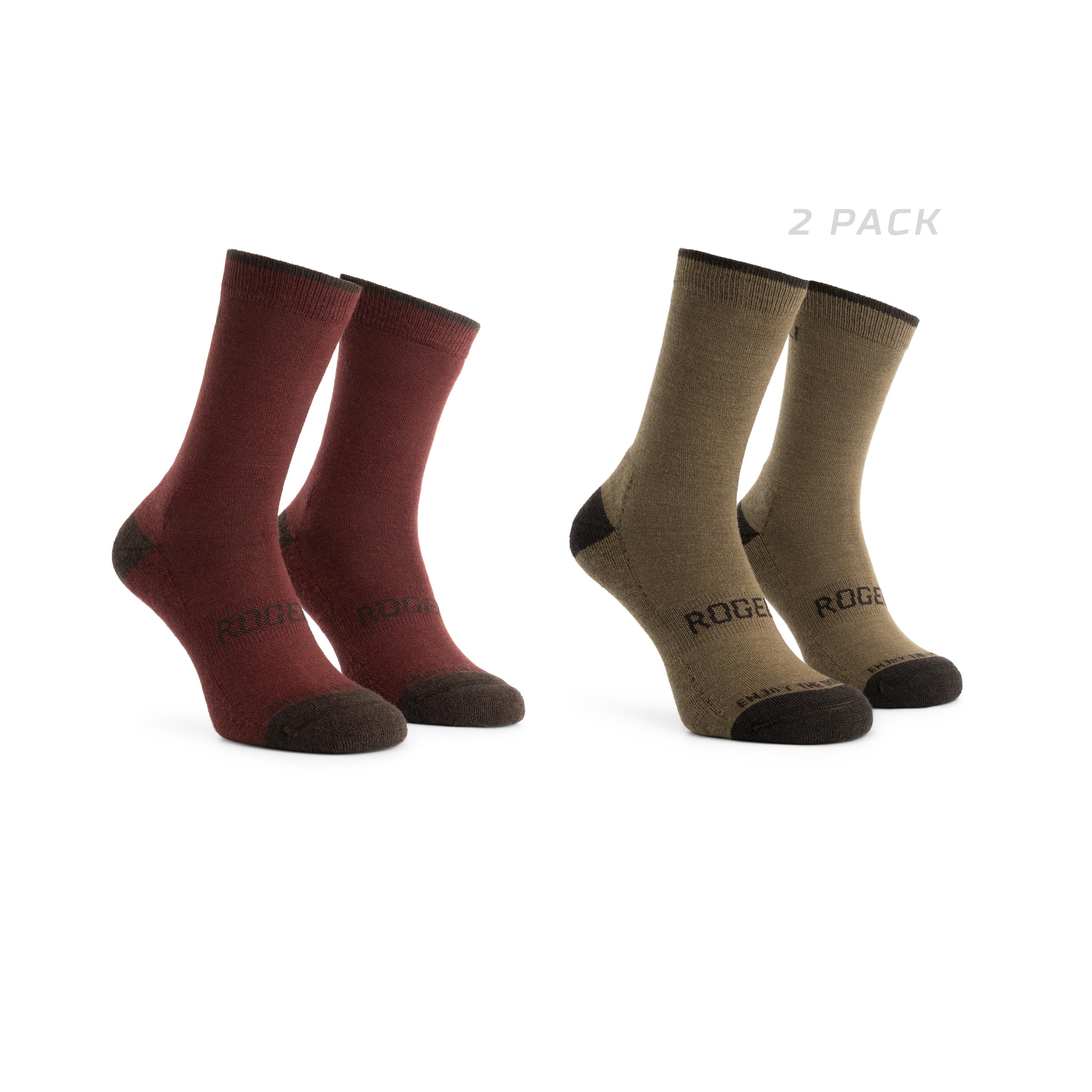 2 -Pack Merino Wool Winter Bicycle Socks - Bordeaux/Brown