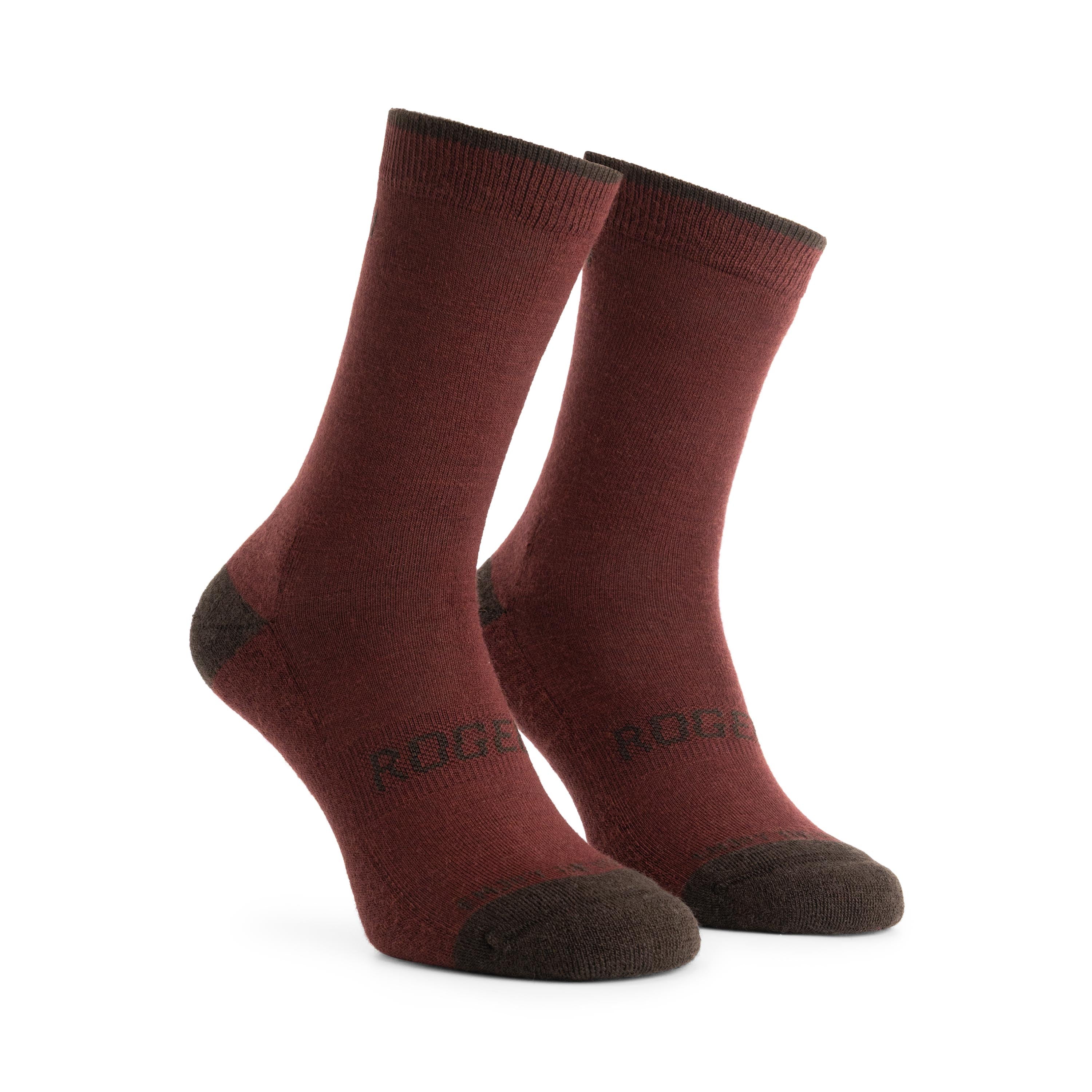 2 -Pack Merino Wool Winter Bicycle Socks - Bordeaux/Brown