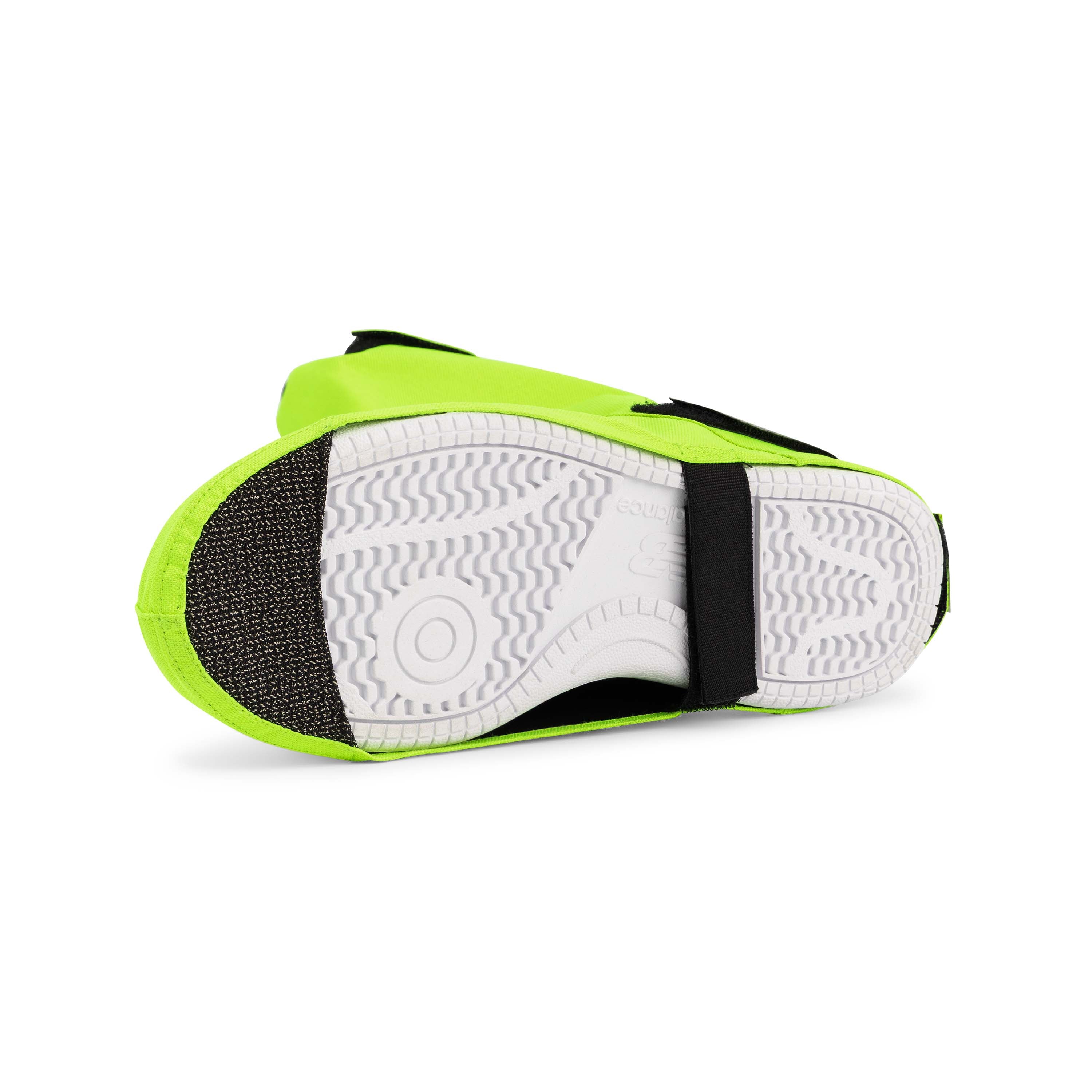 Detail van Rogelli Commuter Core overschoen unisex fluorgeel onderkant.