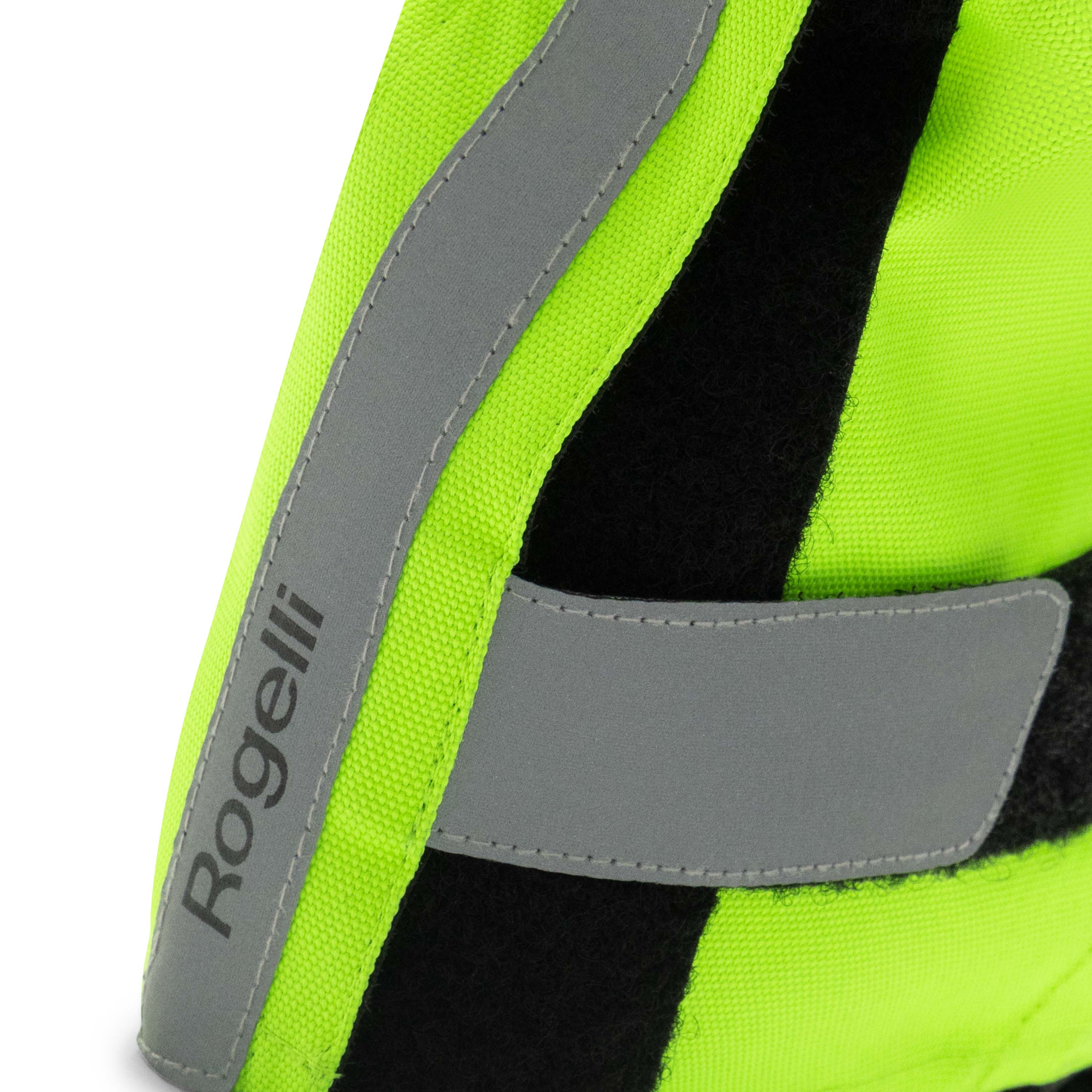 Detail van Rogelli Commuter Core overschoen unisex fluorgeel klittenband.