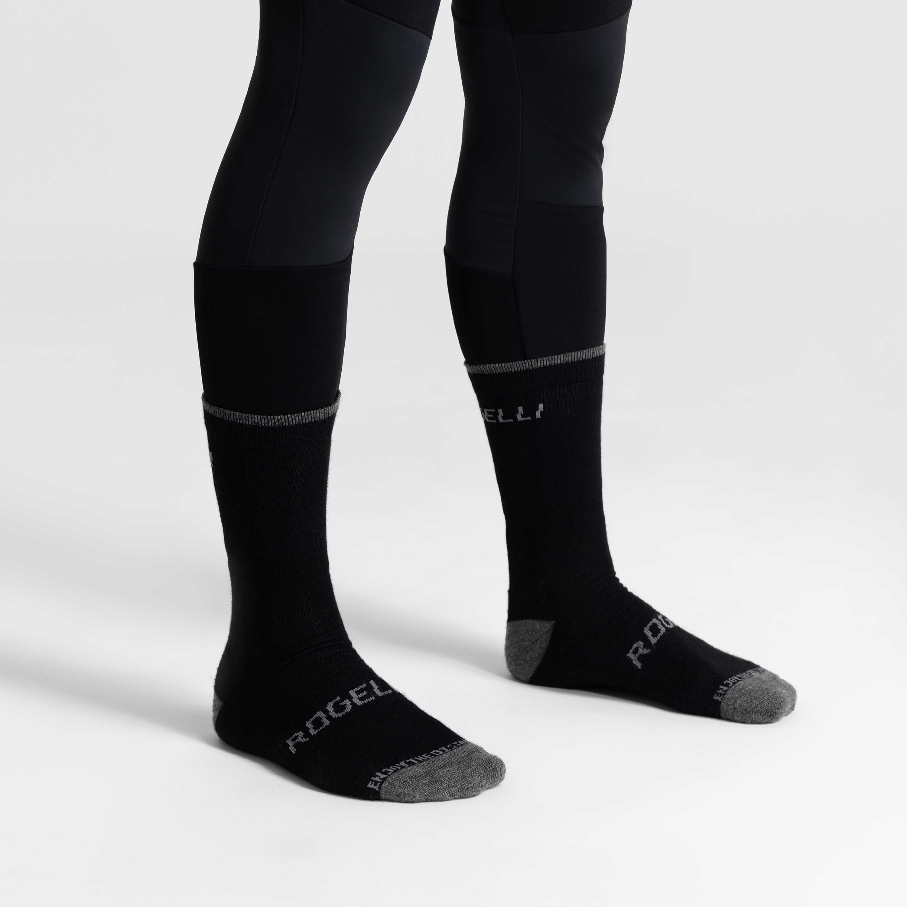 2 -Pack Merino Wool Winter Bicycle Socks - Black/Gray
