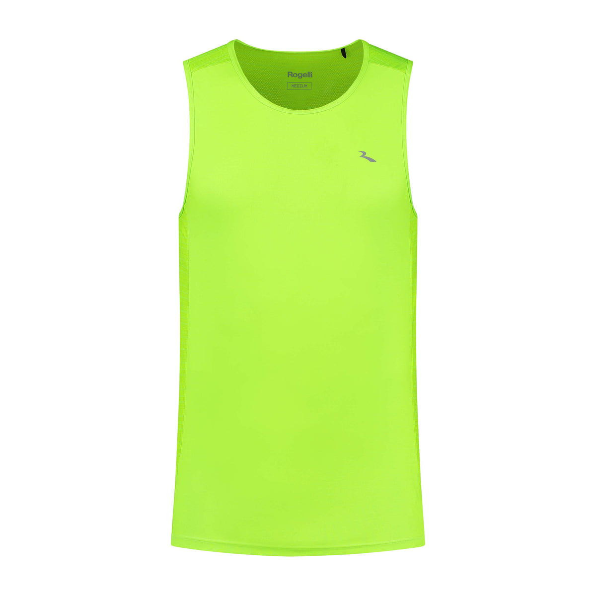 Rogelli Core mouwloos hardloopshirt heren fluor voorkant.