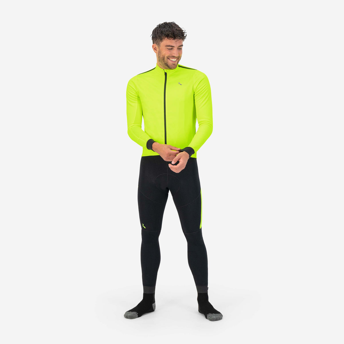 Core Maillot vélo manches longues Homme - Jaune fluo/noir