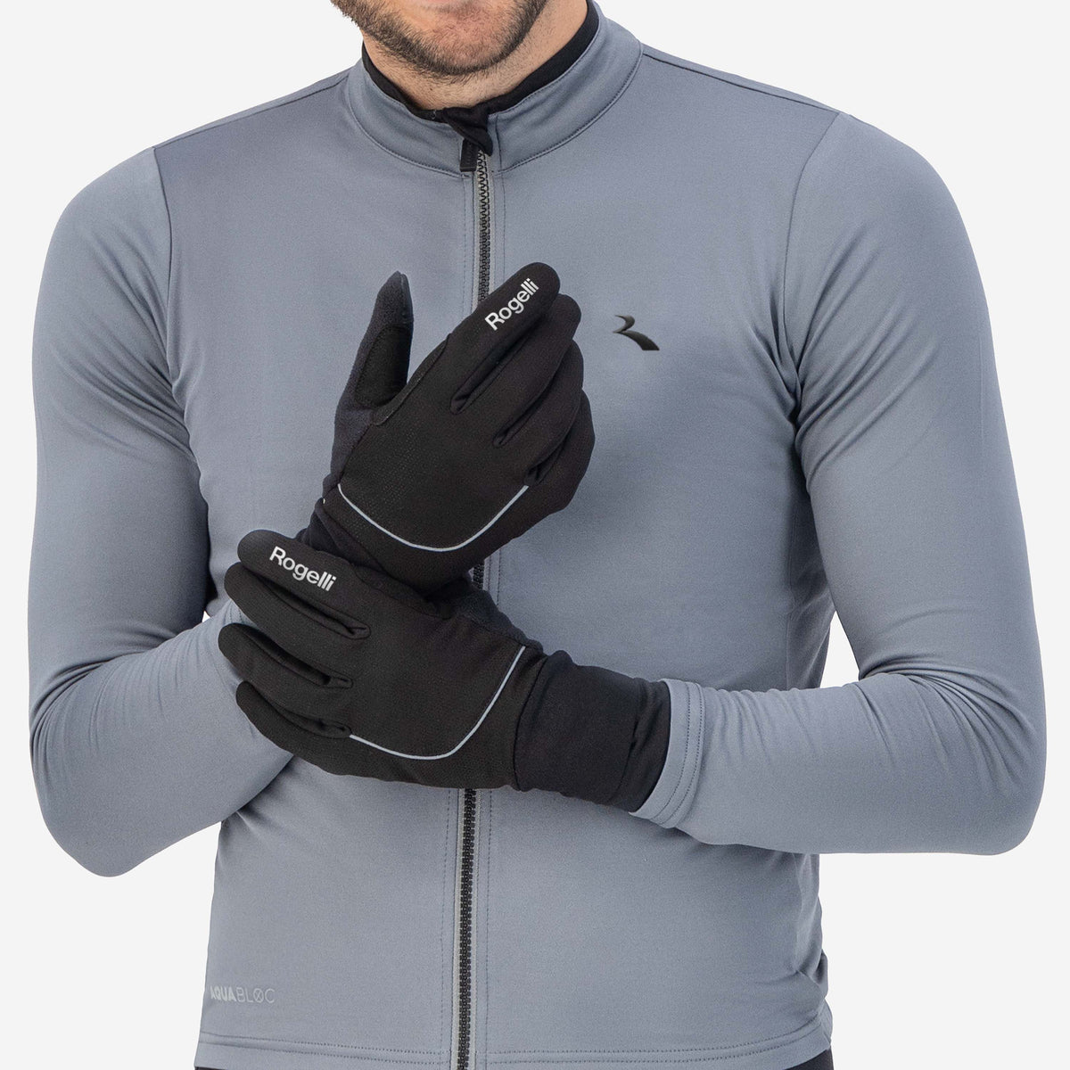 Rogelli Tocco fietshandschoenen winter heren zwart gedragen voorkant.