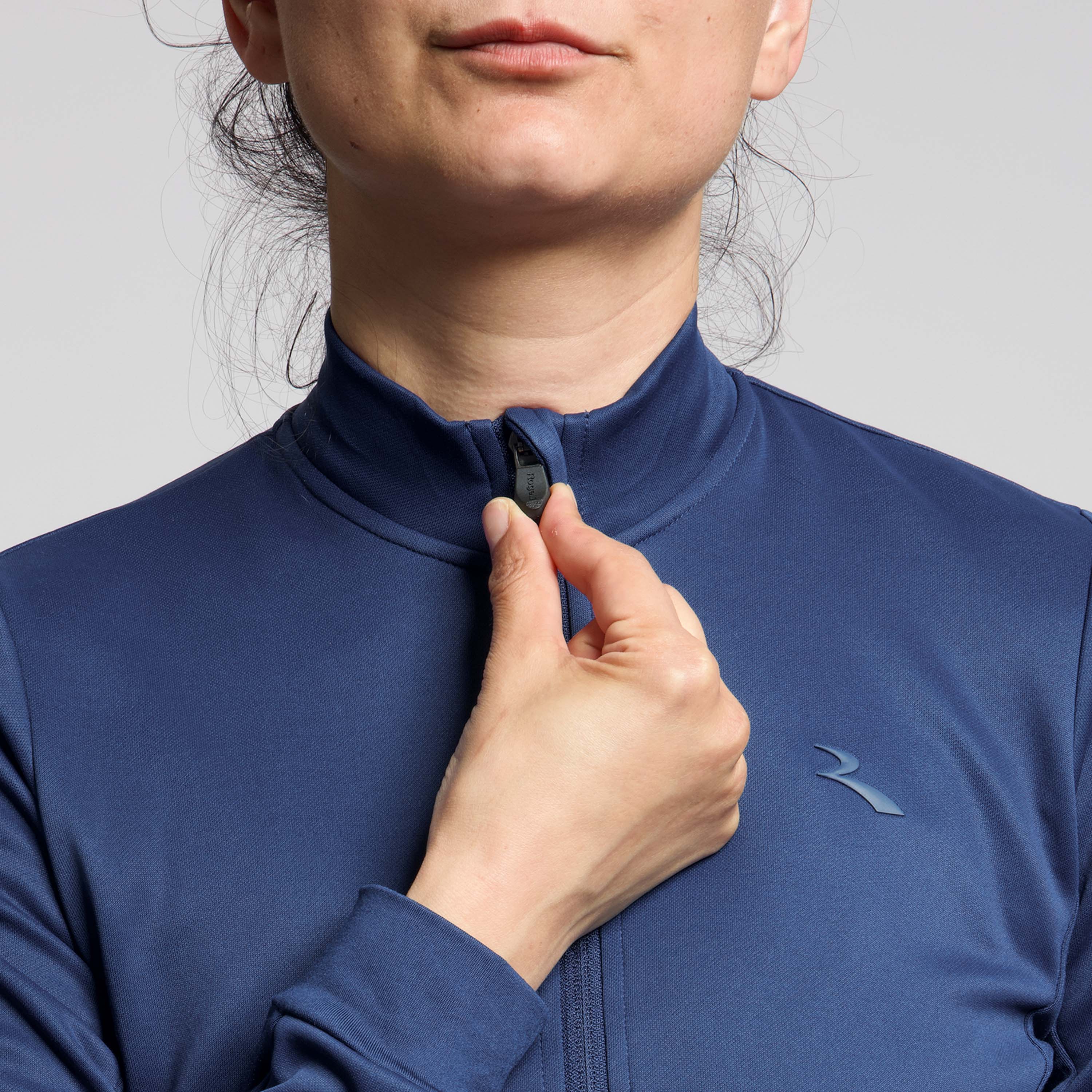 Detail van Rogelli Core fietsshirt lange mouw dames donkerblauw voorkant.