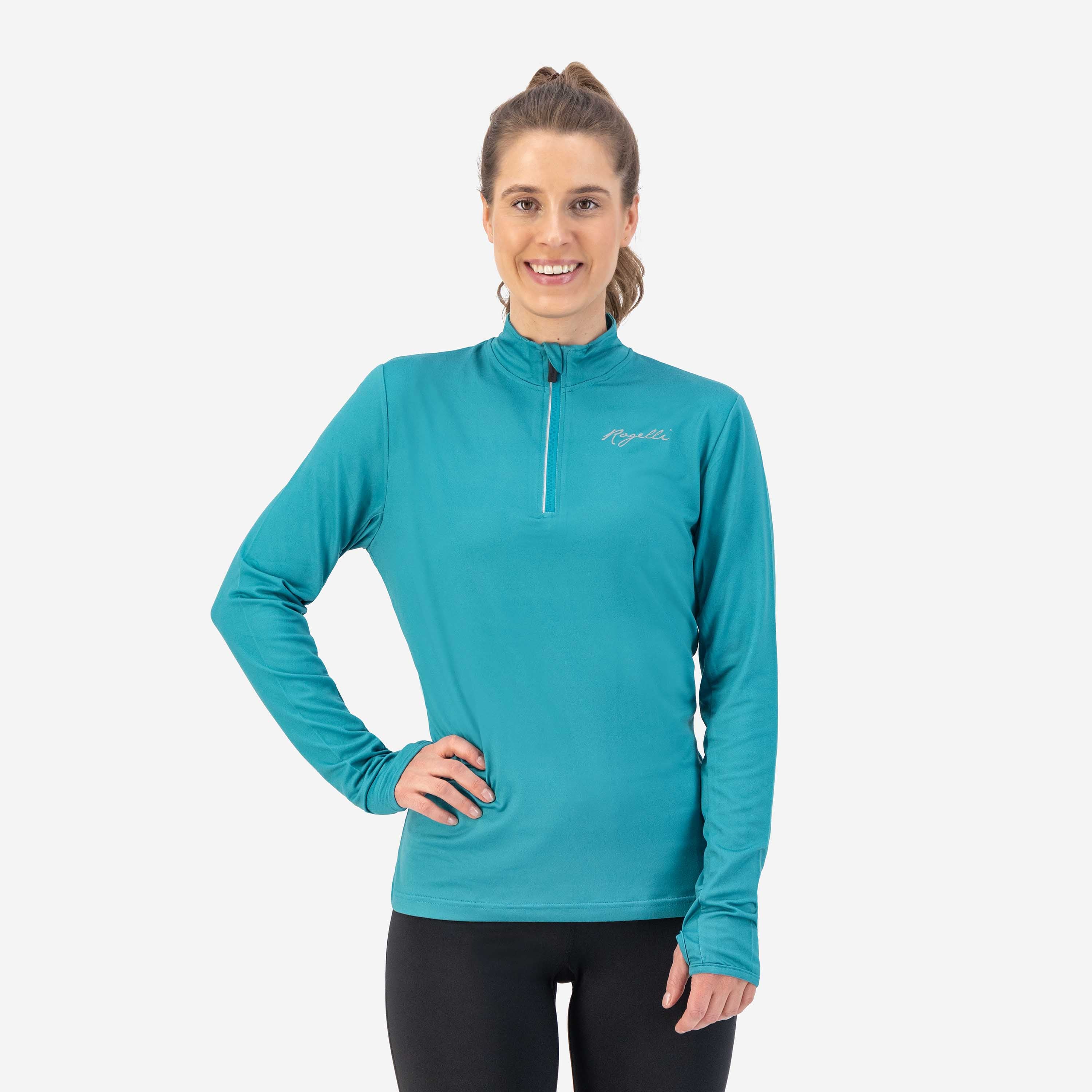 Core Running top Long sleeve 1/2 ZIP Ladies - Turquoise