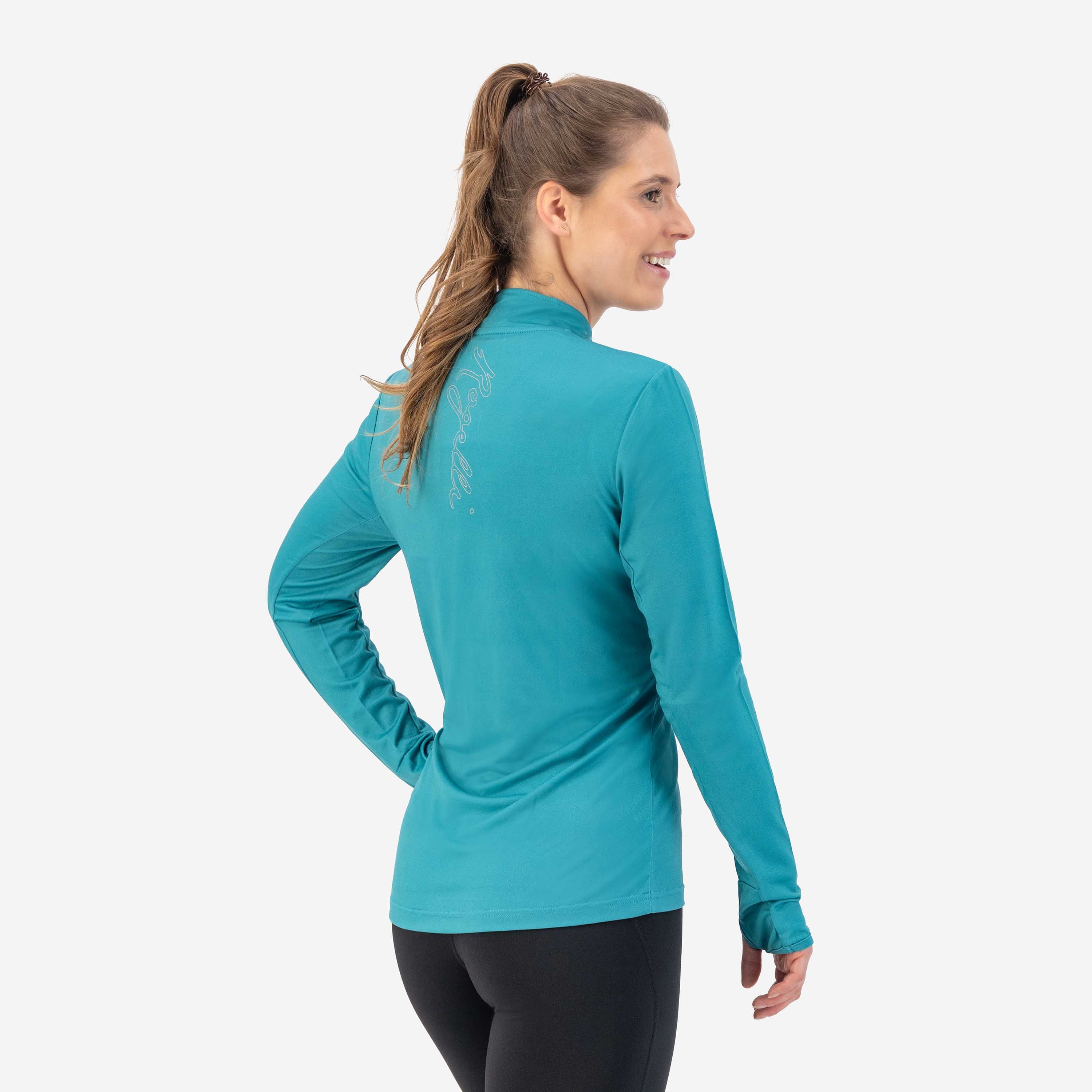 Core Running top Long sleeve 1/2 ZIP Ladies - Turquoise