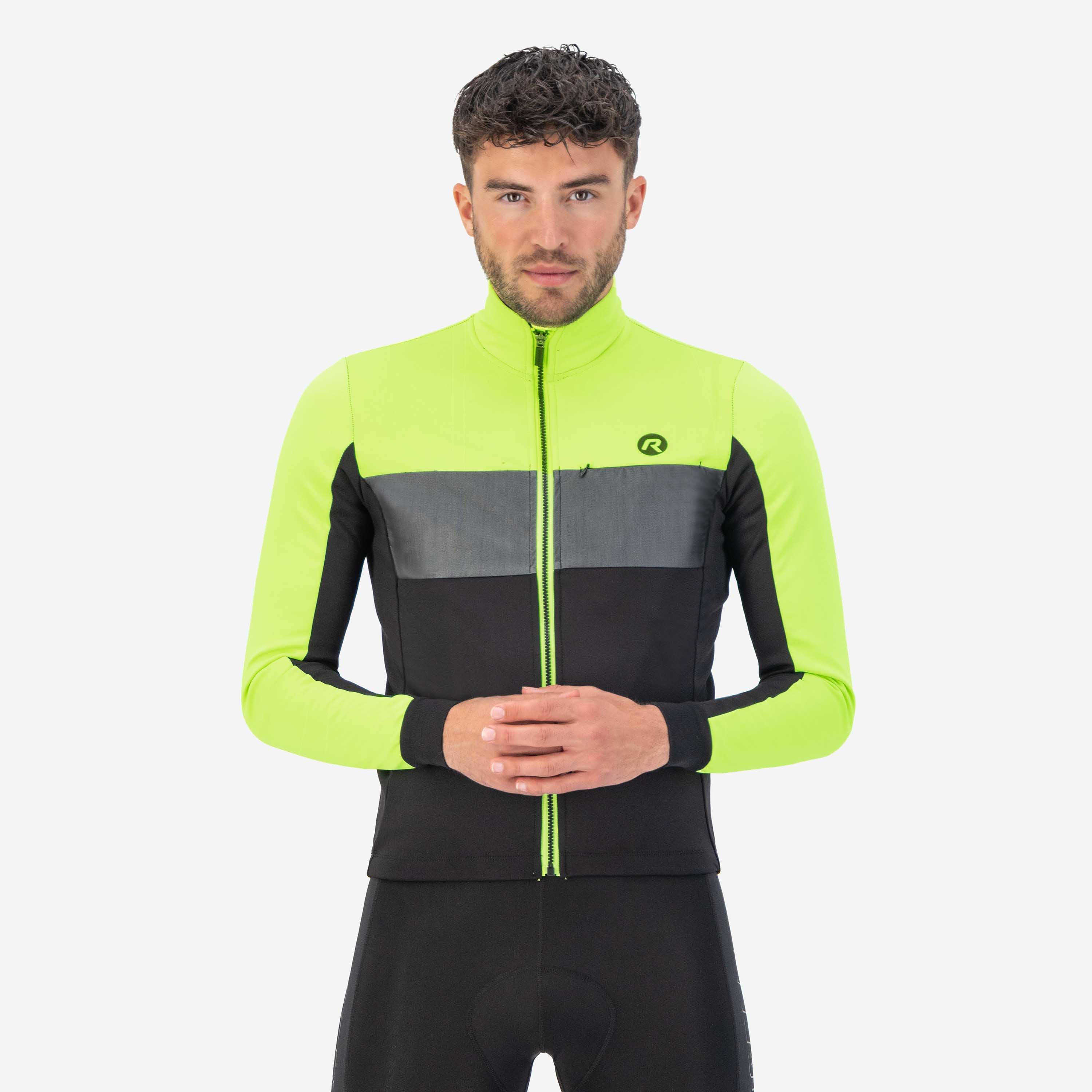 Attq Winter Fietsjack Heren - Zwart/Fluor Geel